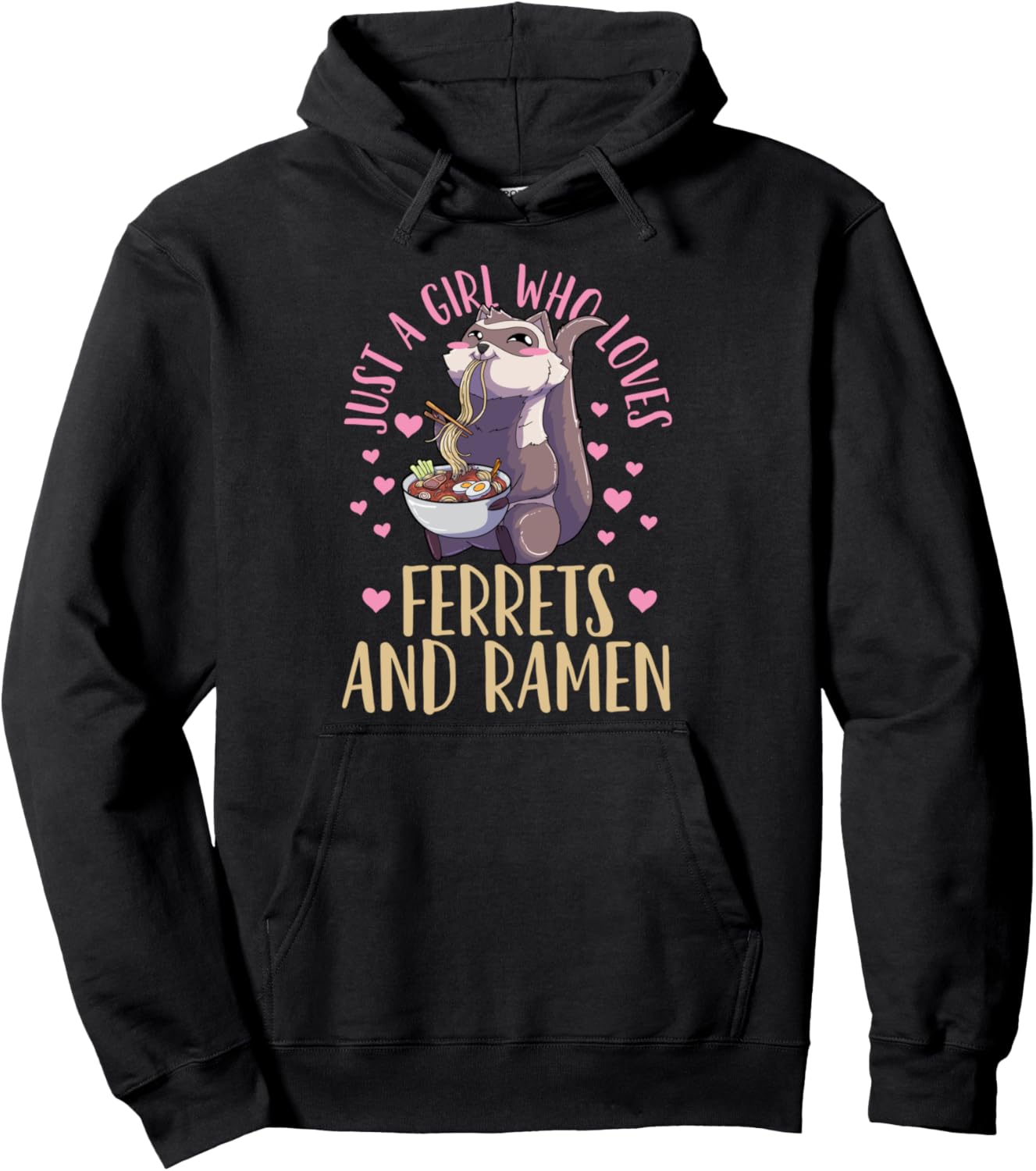 Ferret Ramen Girl Love Anime Kawaii Pullover Hoodie
