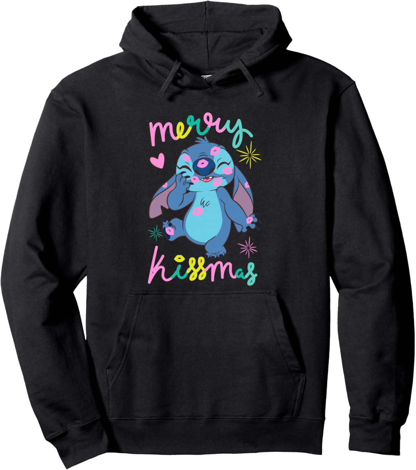 Disney Lilo & Stitch Christmas Merry Kissmas Stitch Logo Pullover Hoodie