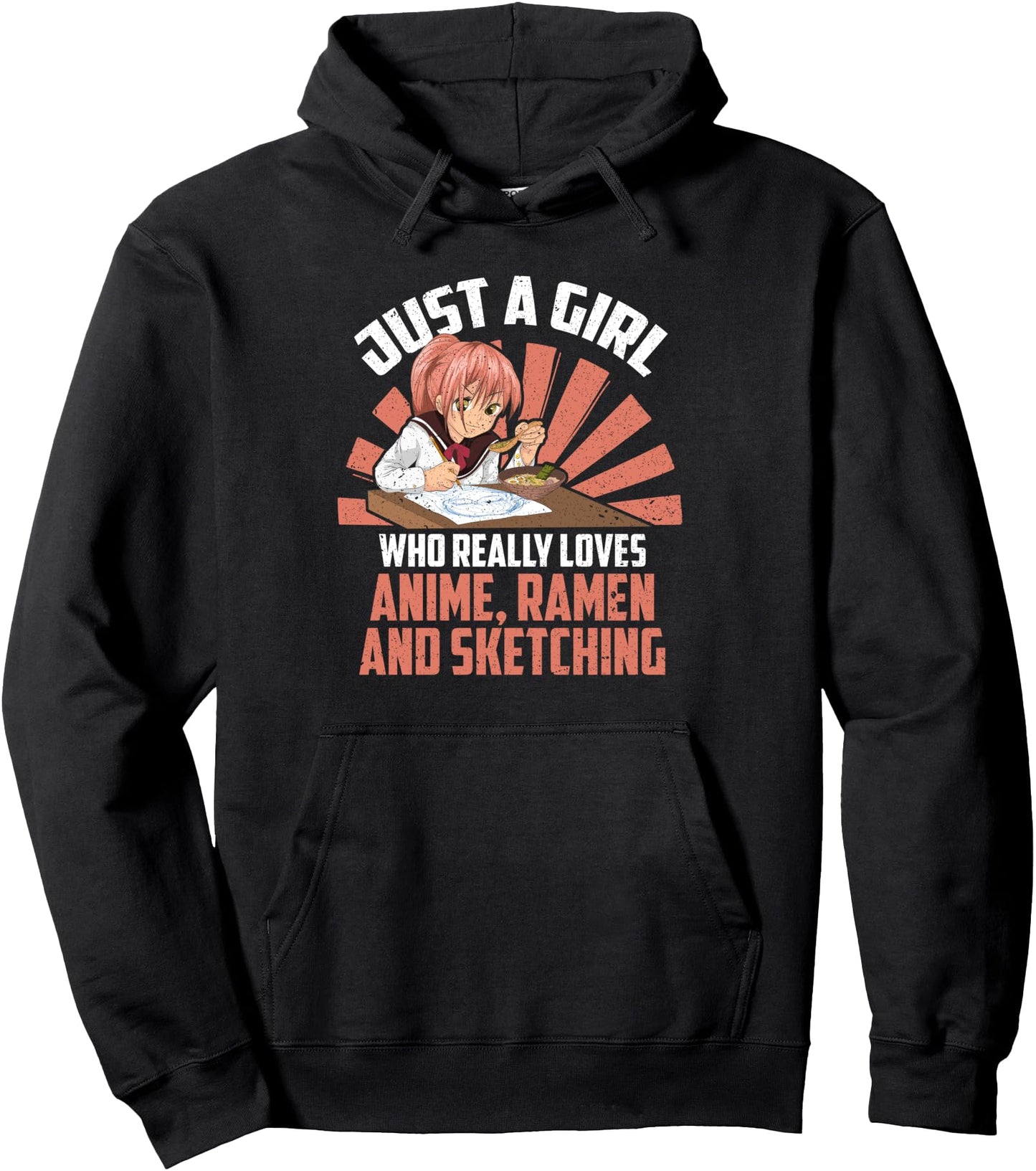 Sketching Japanese Ramen Lover Girls Women Kawaii Anime Pullover Hoodie