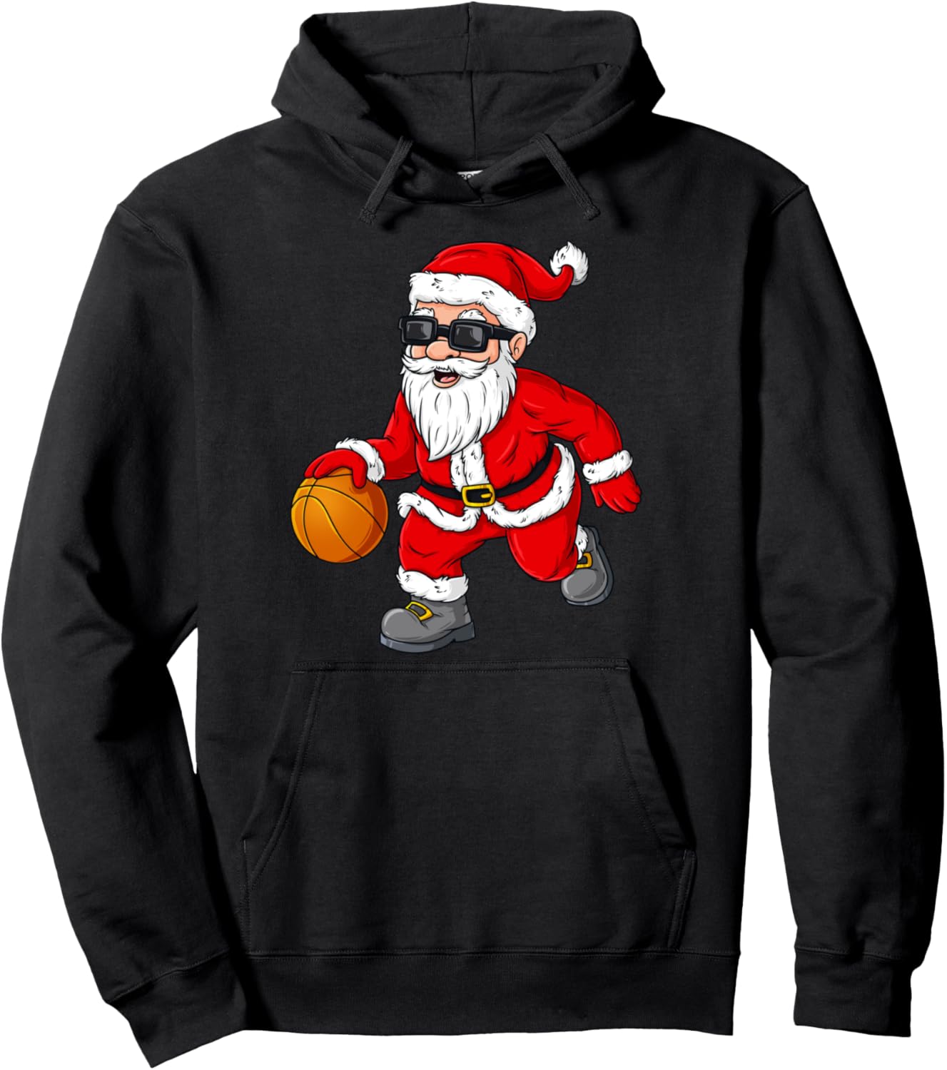 Christmas Santa Claus Dribbling A Basketball Boys Kids Xmas Pullover Hoodie