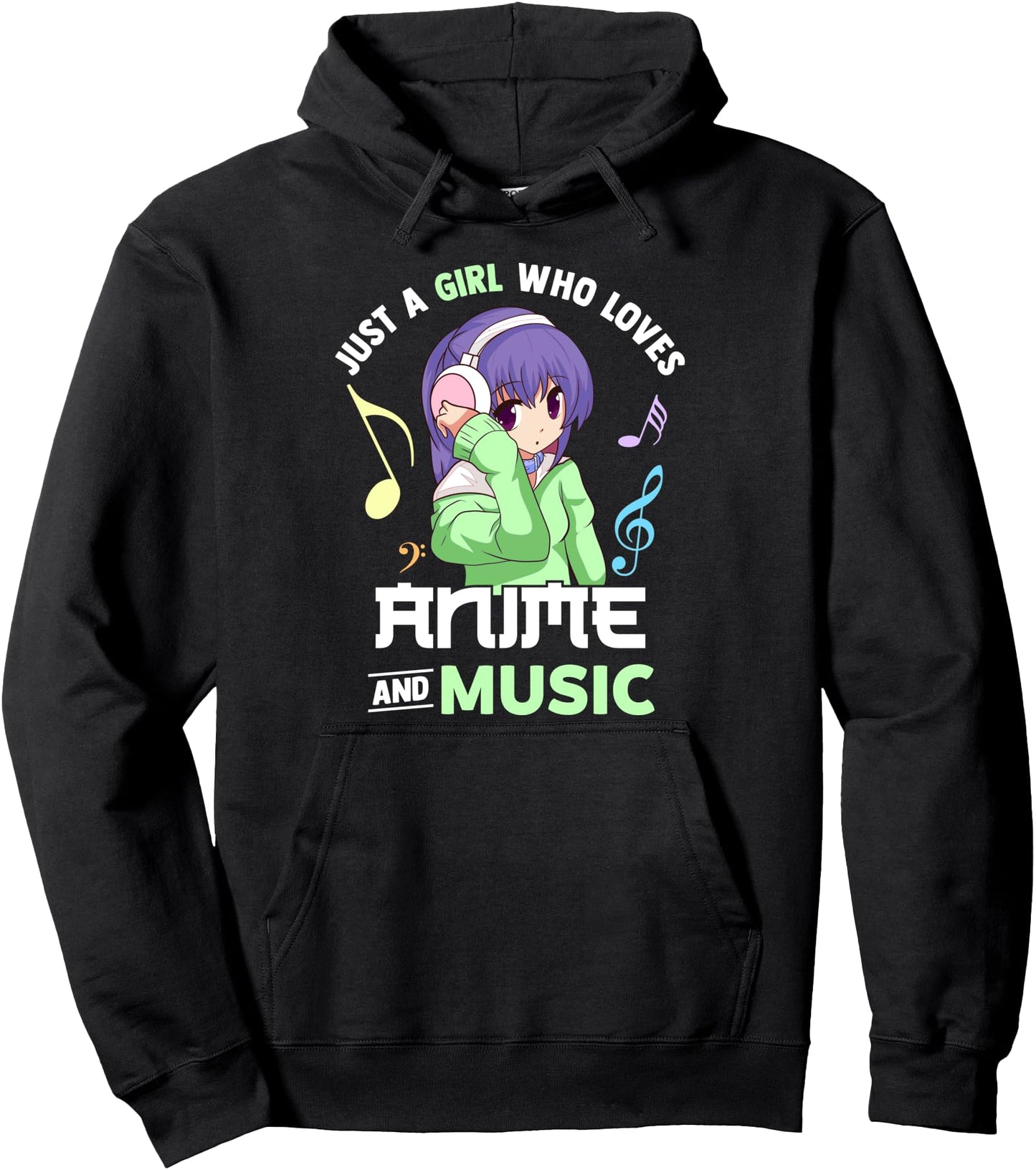 Just A Girl Who Loves Anime and Music Women Anime Musician Pullover Hoodie