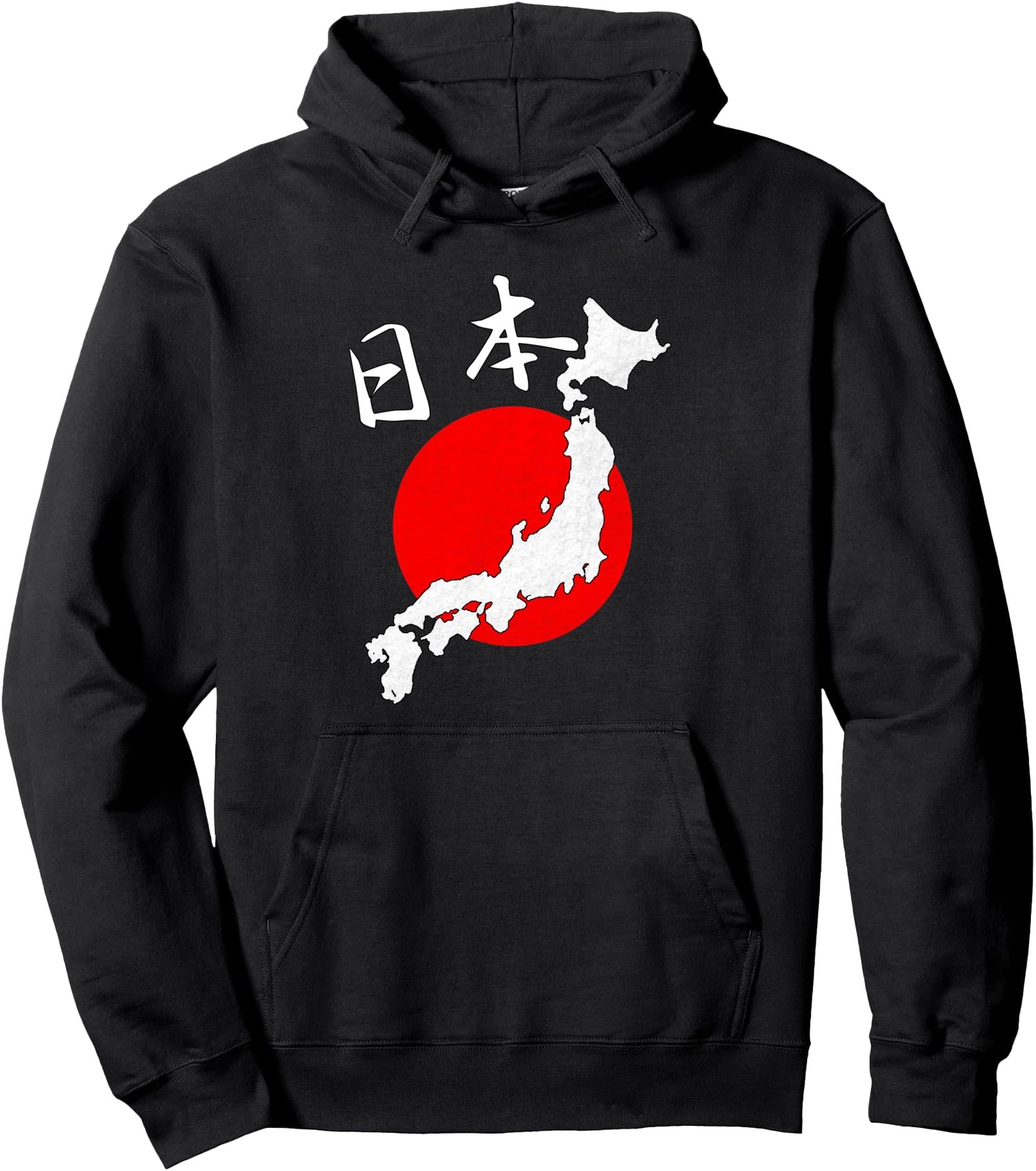 Map of Japan over Rising Sun Japanese Kanji Hoodie Pullover Hoodie