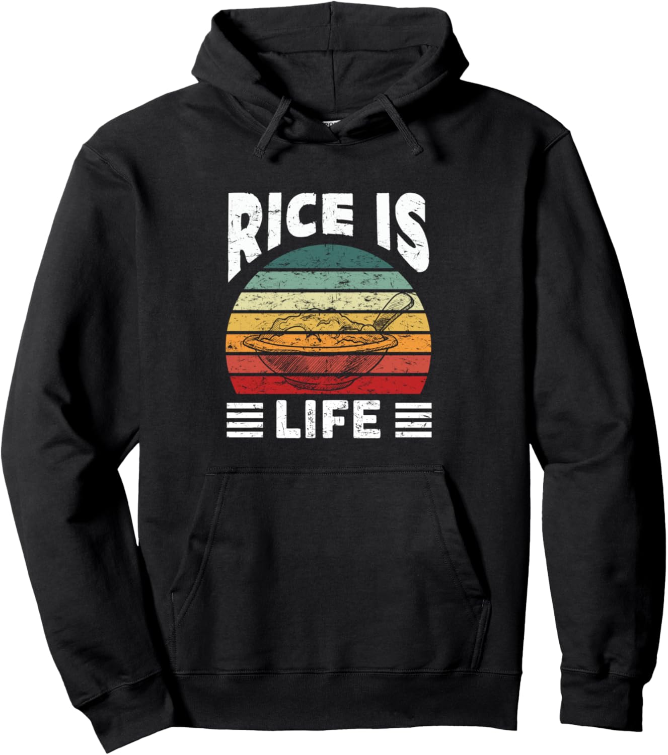 Rice Is Life Asian Food Retro Anime Vintage Pullover Hoodie