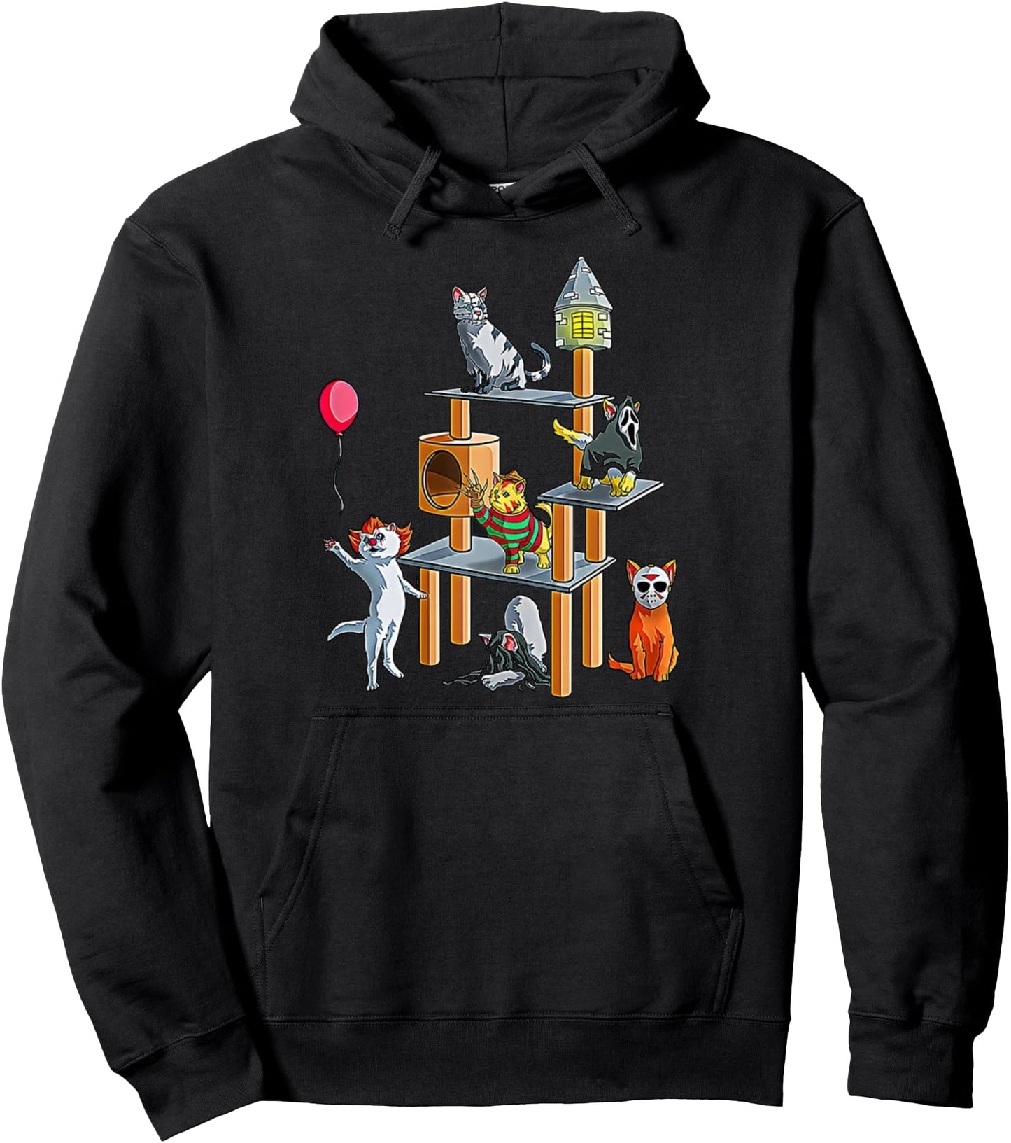 Horror Movie Icons Cats for Horror Fans and Cat Lovers Pullover Hoodie