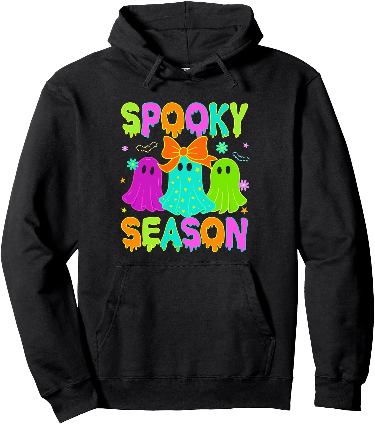 Cute Ghost Retro Glow In The Halloween Night Spooky Season Pullover Hoodie