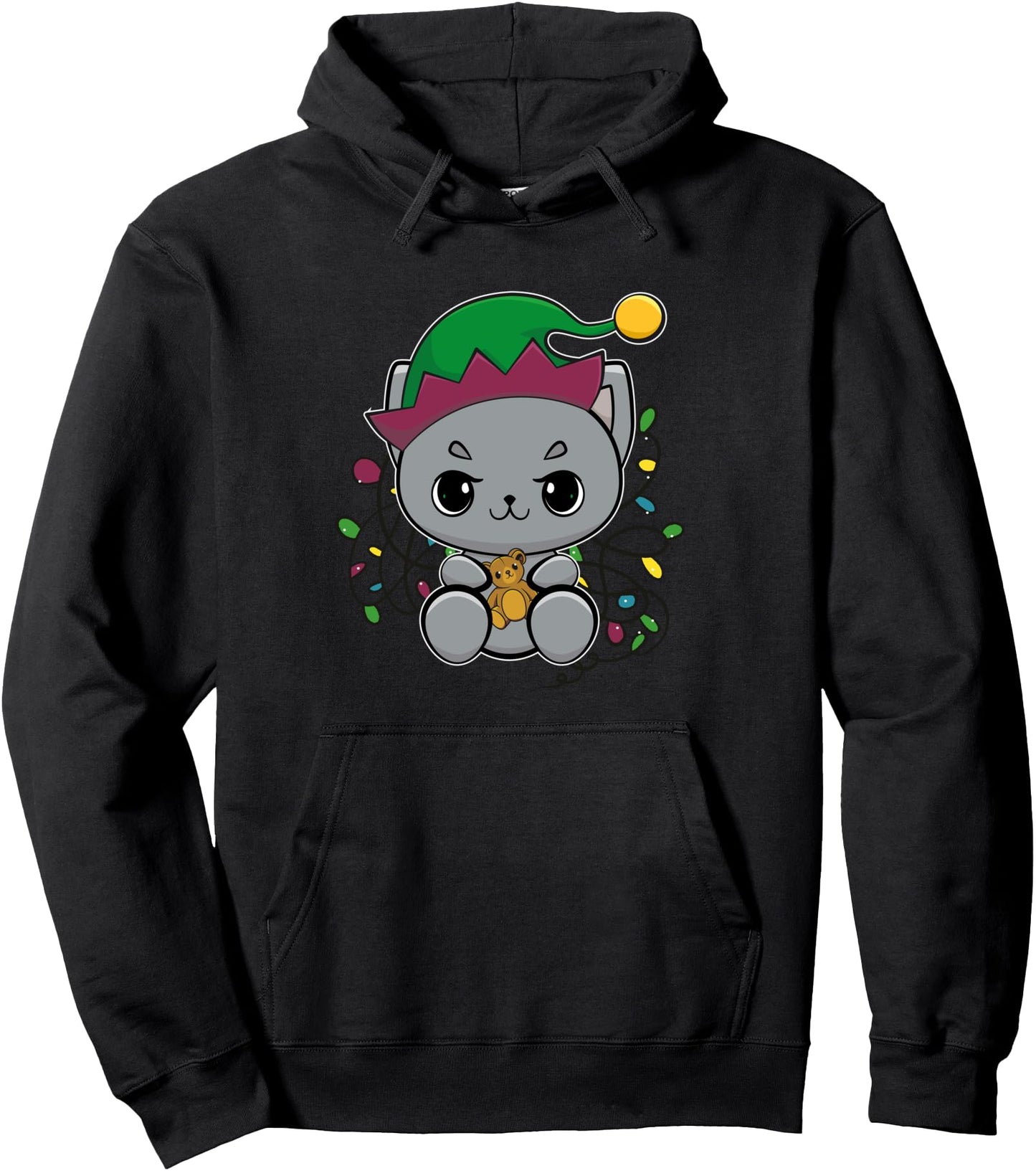 Black Cat Christmas Anime Kawaii Pullover Hoodie