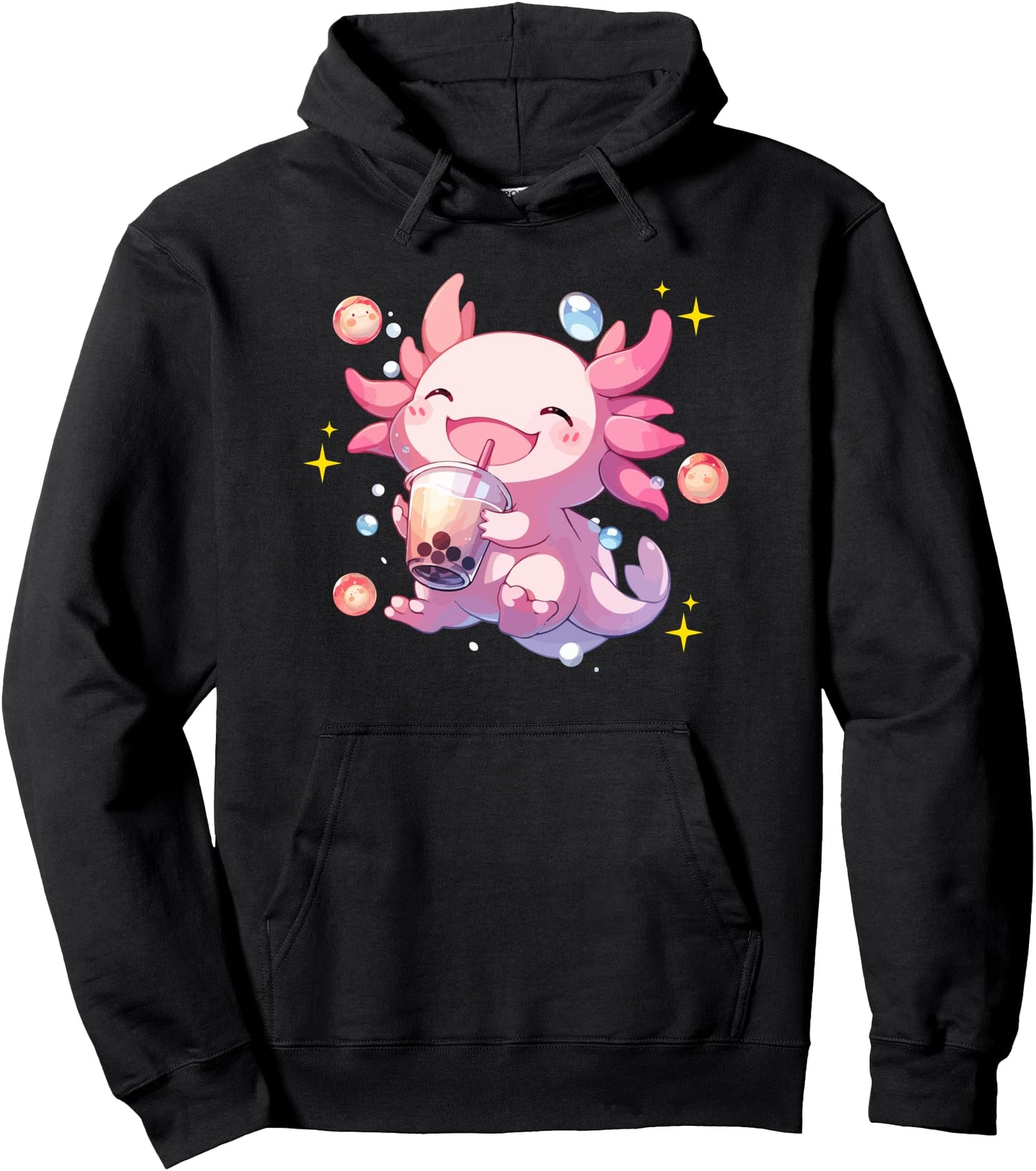 Kawaii Axolotl Boba Japanese cute aesthetic Anime Girl Teens Pullover Hoodie