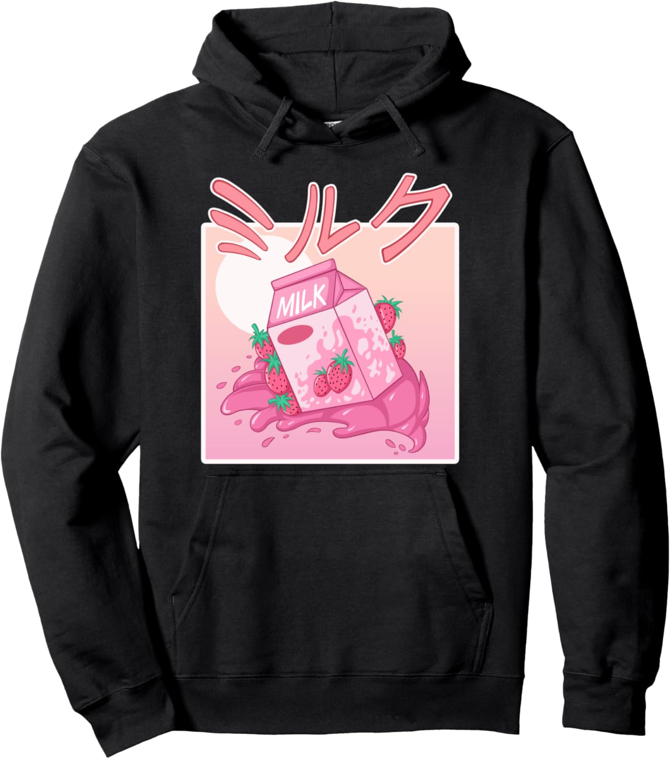 Japanese Otaku Anime Strawberry Milkshake | Cute Retro 90s Pullover Hoodie