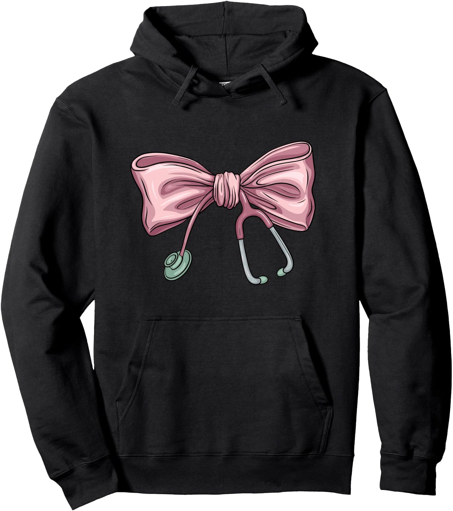 Pink Nurse Coquette Bow Stethoscope Nursing Medical Doctor Pullover Hoodie