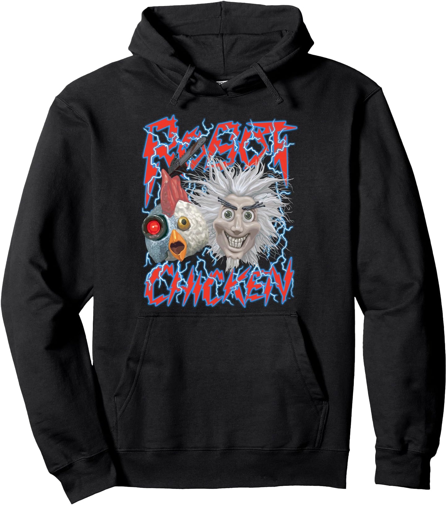 Robot Chicken Scientist and Chicken Heavy Metal Cartoon Pullover Hoodie