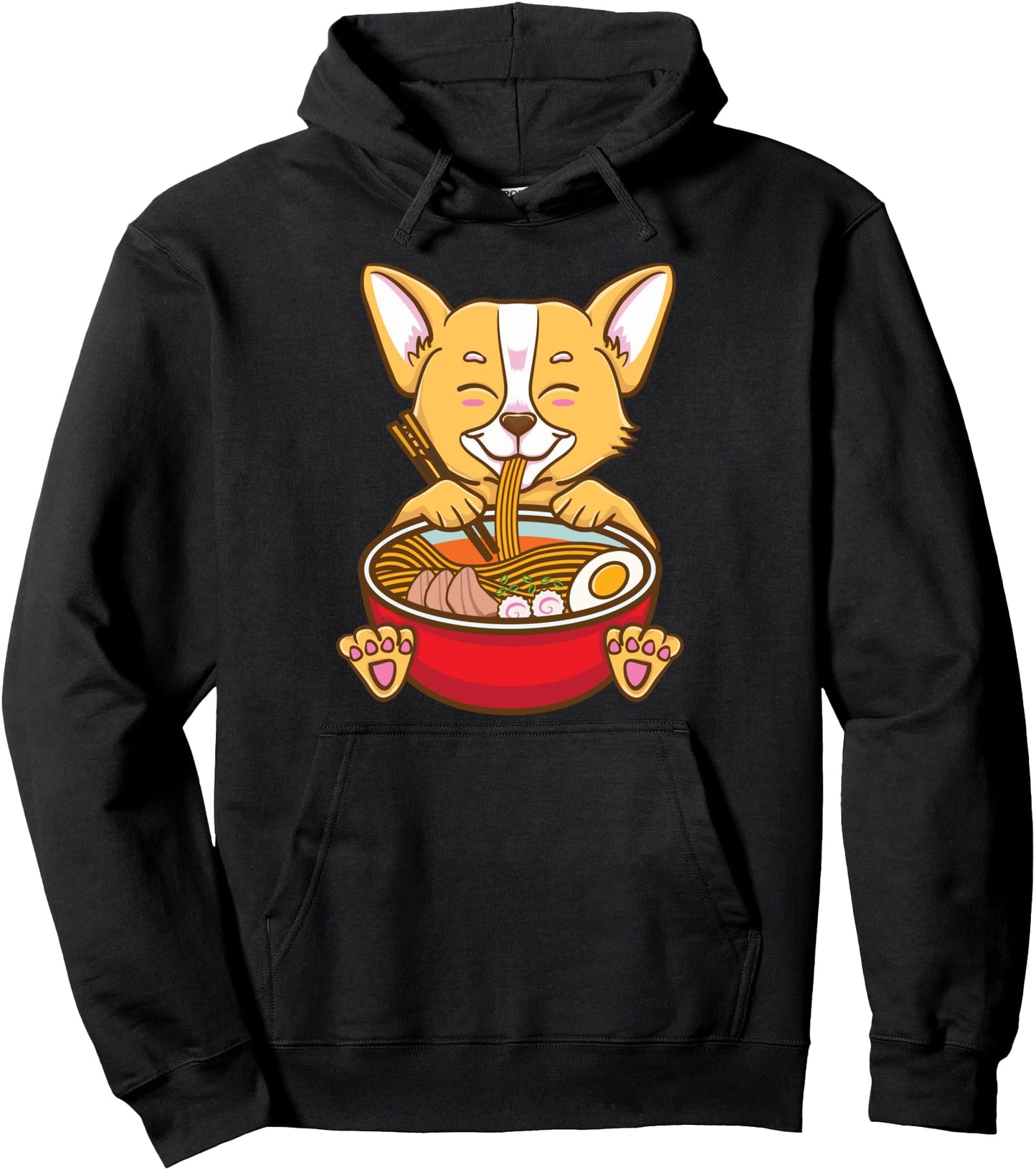 Corgi Eating Ramen Kawaii Anime Pullover Hoodie