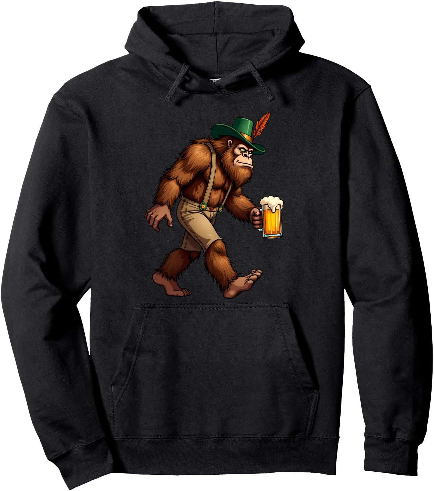Oktoberfest Bigfoot Sasquatch Funny German Drinking Beer Pullover Hoodie