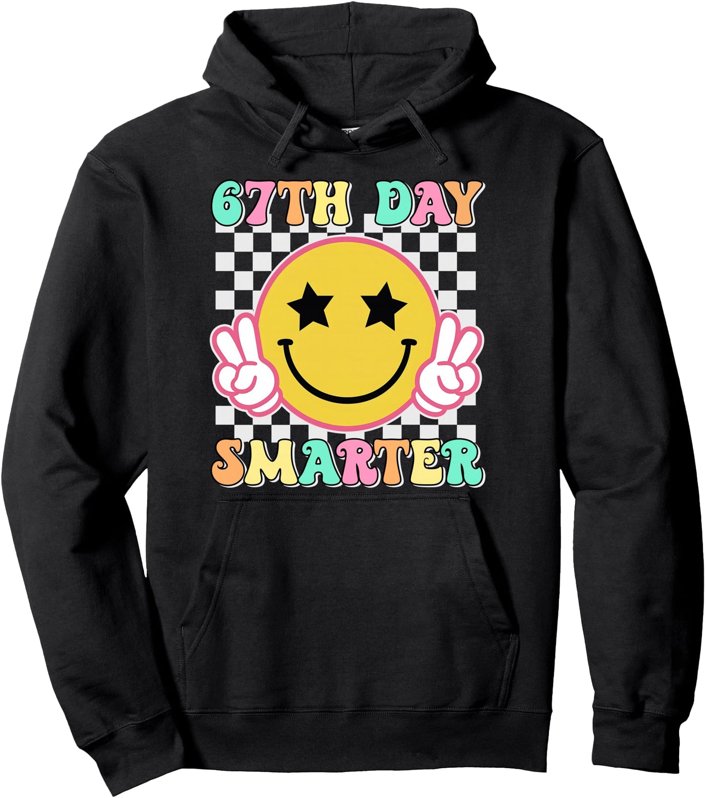 67th Day of School 67 Days Smarter Teacher Student Groovy Pullover Hoodie