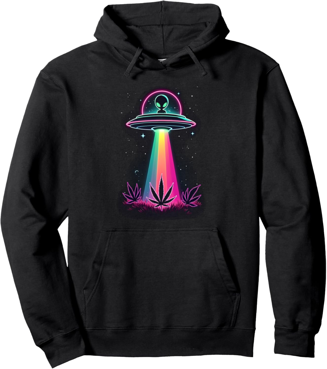 Alien Weed UFO Abduction Cannabis Lover Marijuana Pullover Hoodie