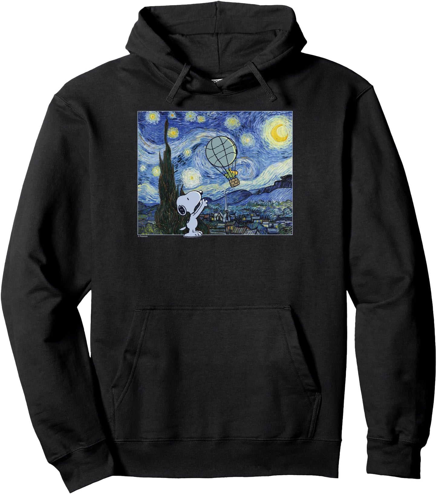 Starry Night Snoopy & Woodstock Balloon Pullover Hoodie