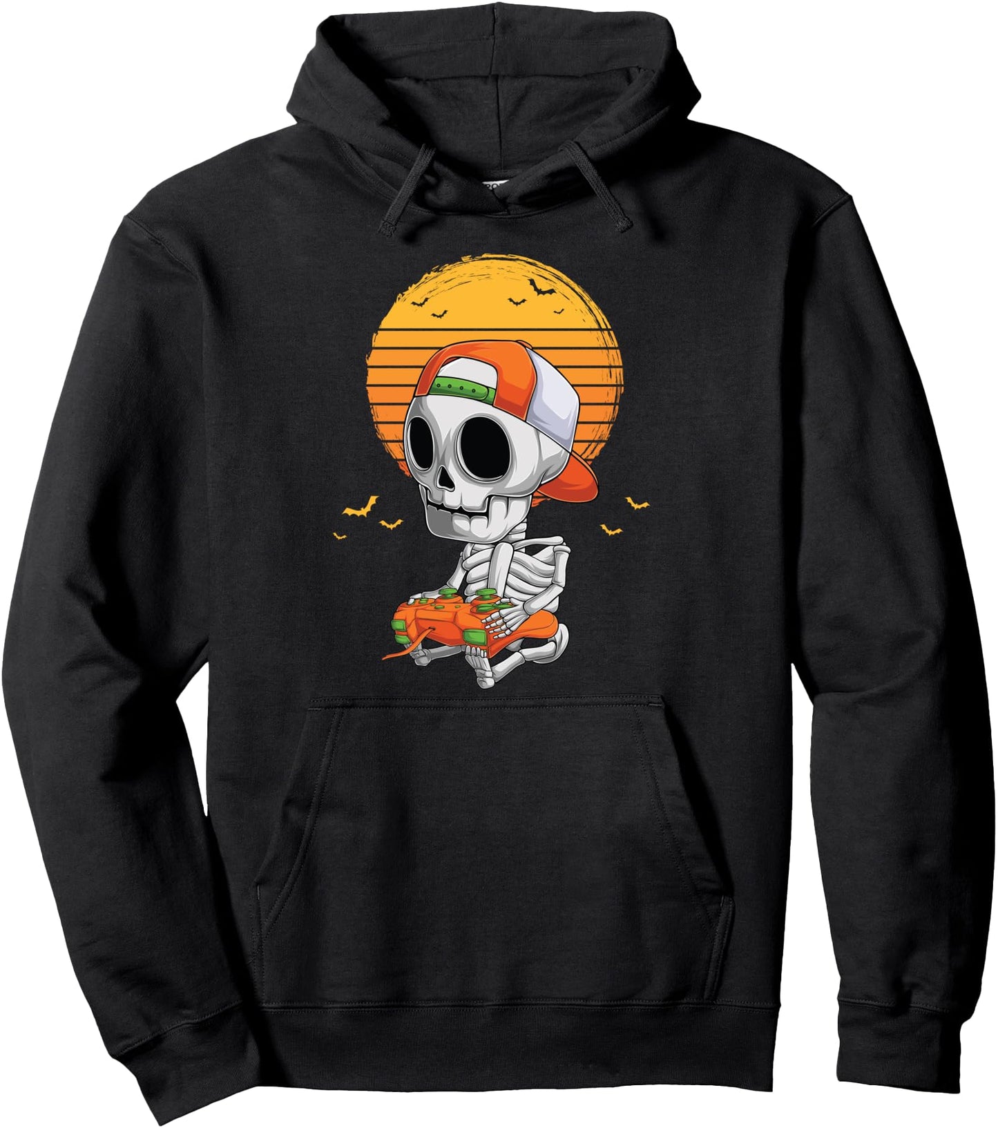 Skeleton Halloween Video Gamer Gifts Boys Teens Men Pullover Hoodie