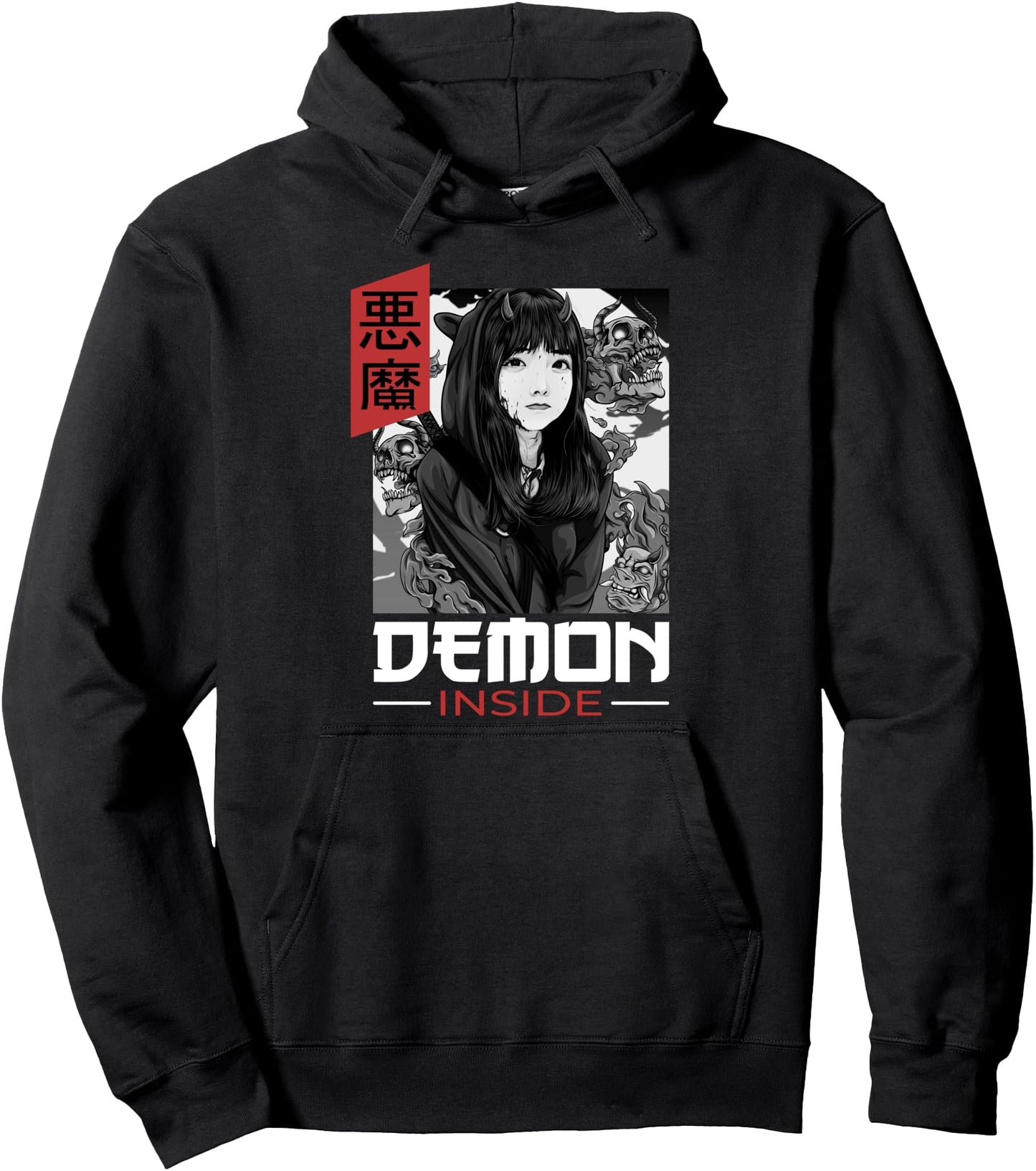 Demon Inside, Japanese Oni, Japan Graphic, Aesthetic Anime Pullover Hoodie