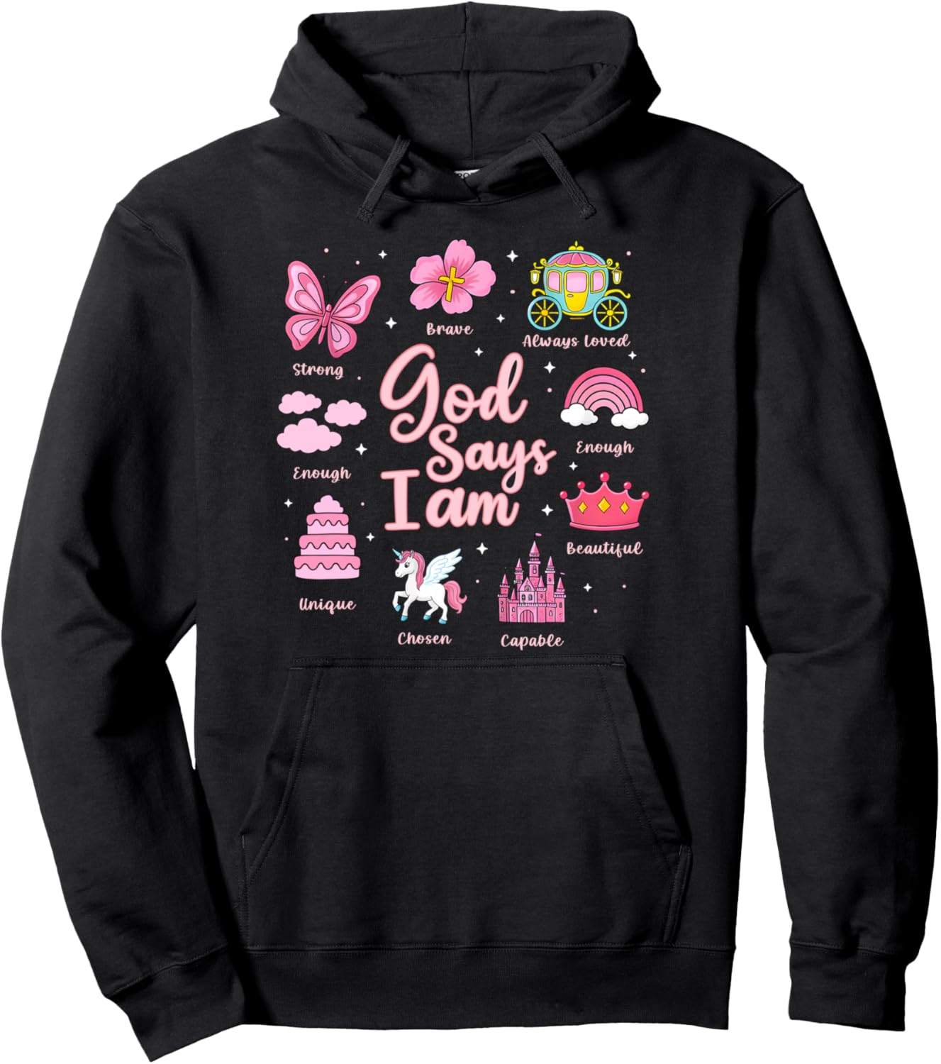 Cartoon God Say I Am Princess Girl Kids Pullover Hoodie