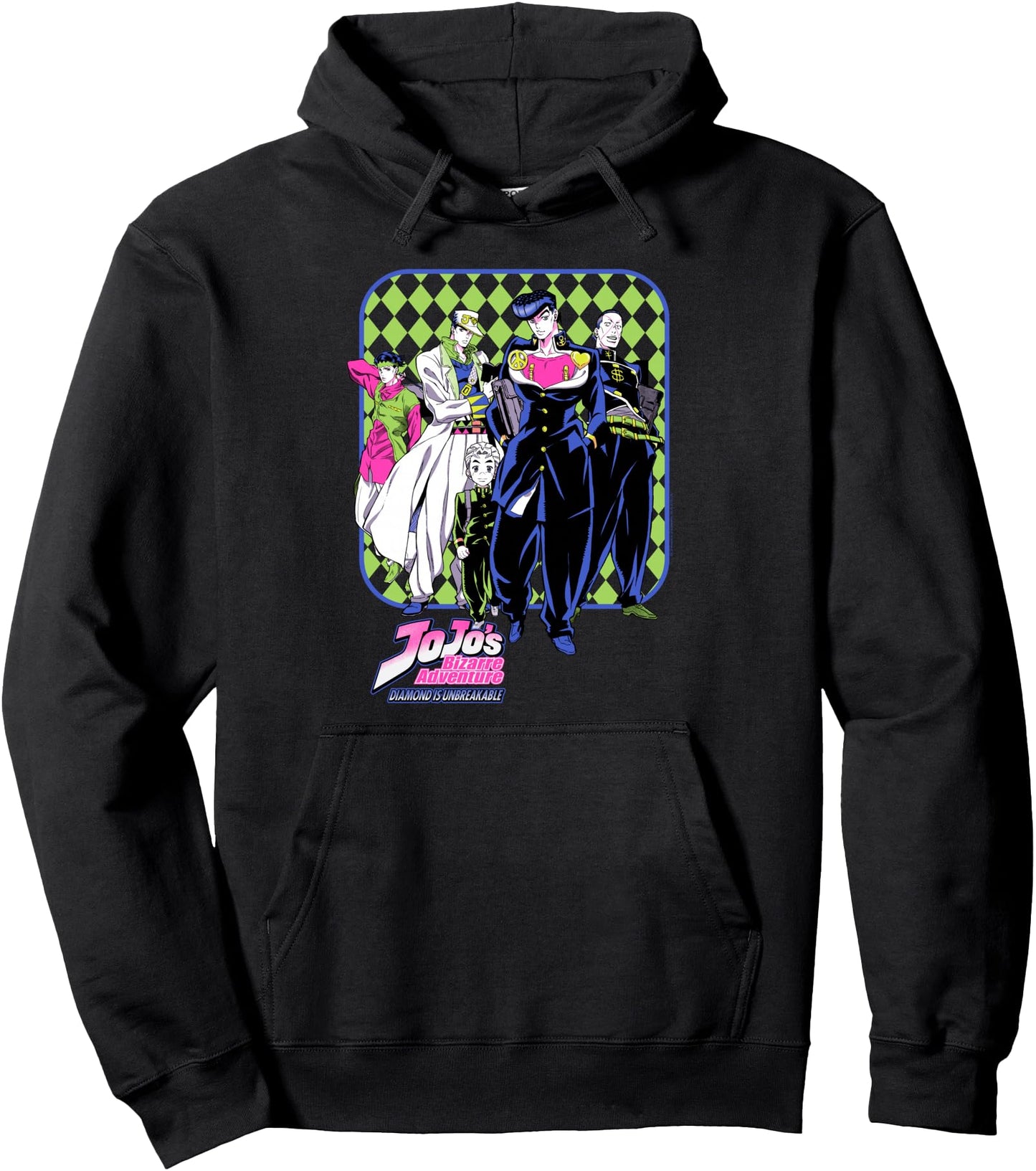 JoJo's Bizarre Adventure Josuke and Friends Neon Anime Pullover Hoodie