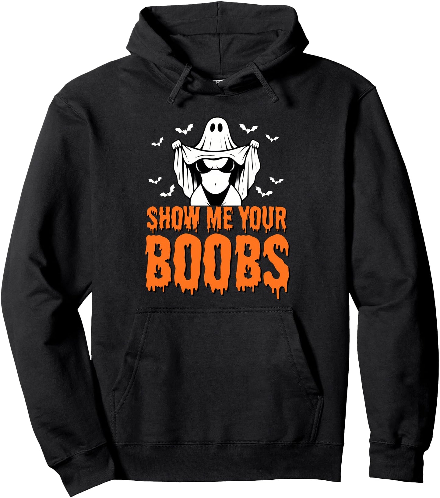 Show Me Your Boobs, Funny Ghost Halloween Humor Adults Pullover Hoodie