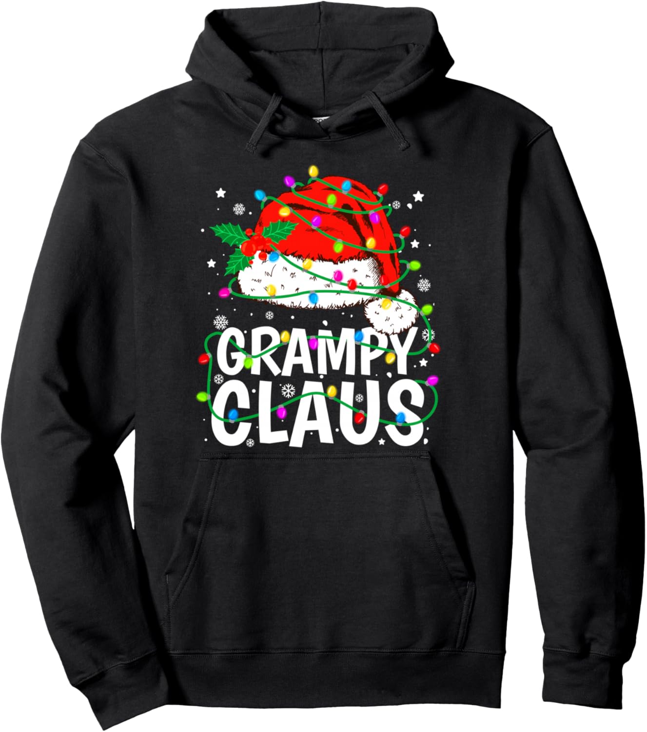 Grampy Claus Christmas Lights Pajama Family Matching Pullover Hoodie