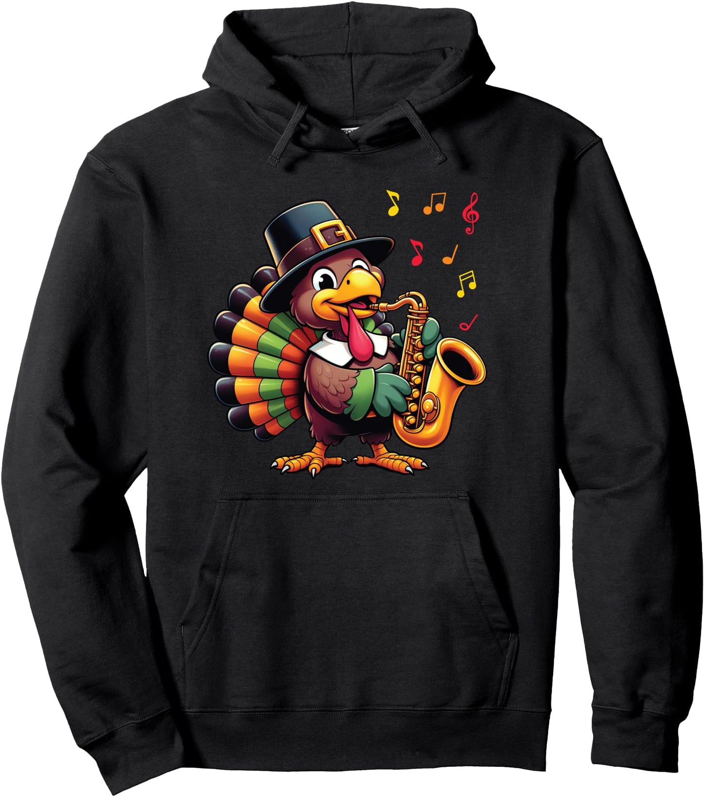 Funny Thanksgiving Turkey Playing Saxophone Music Lover Pullover Hoodie