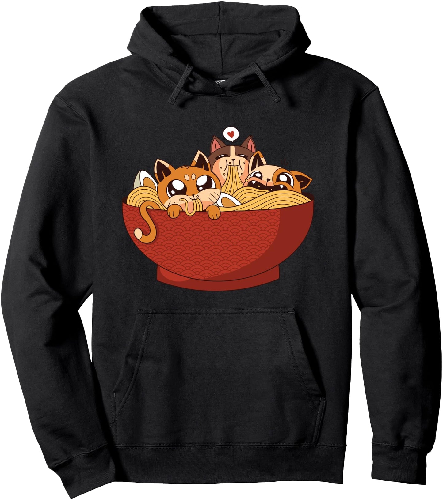 Cute Cats Eating Ramen Kawaii Anime Pullover Hoodie