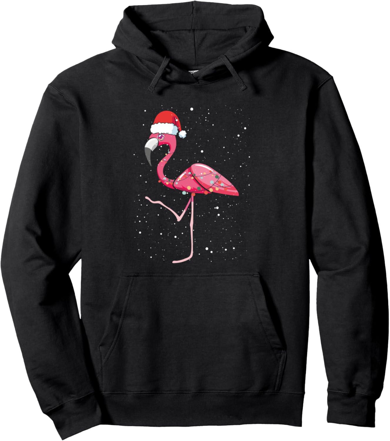 Christmas Flamingo With Santa Hat Pink Flamingo Xmas Squad Pullover Hoodie