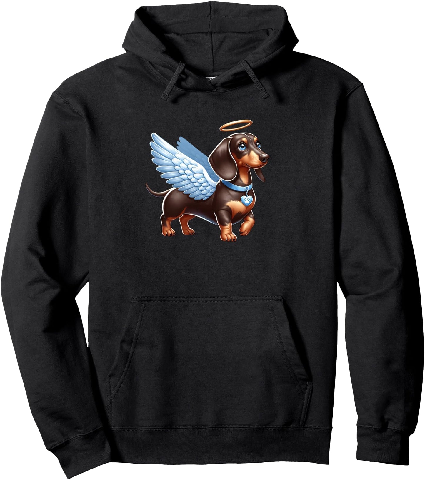 Cute Cartoon Dachshund Angel with Wings Pullover Hoodie