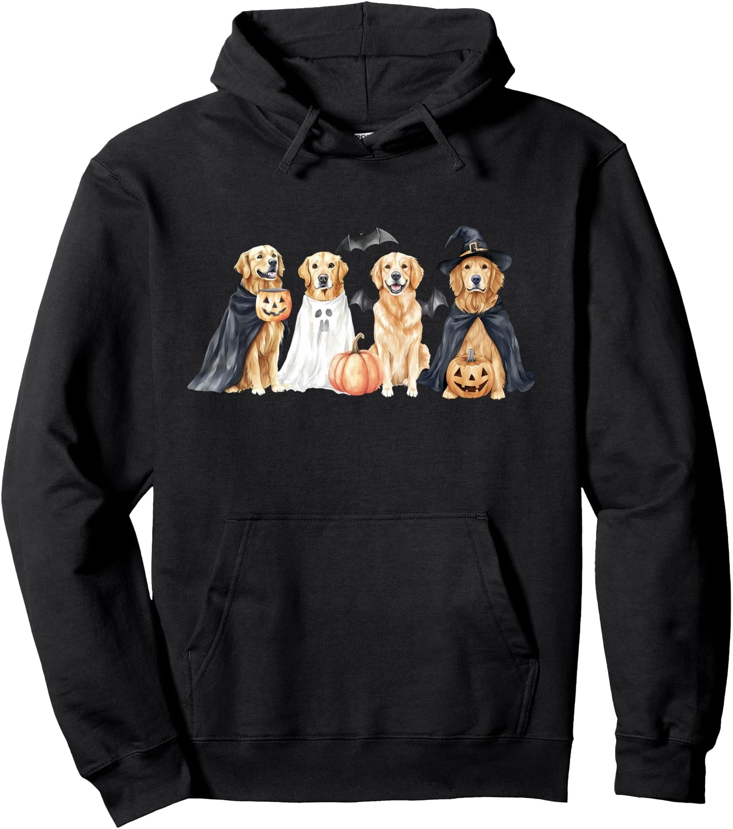 Golden Retriever Dogs Ghost Boo Witch Costume Halloween Pullover Hoodie