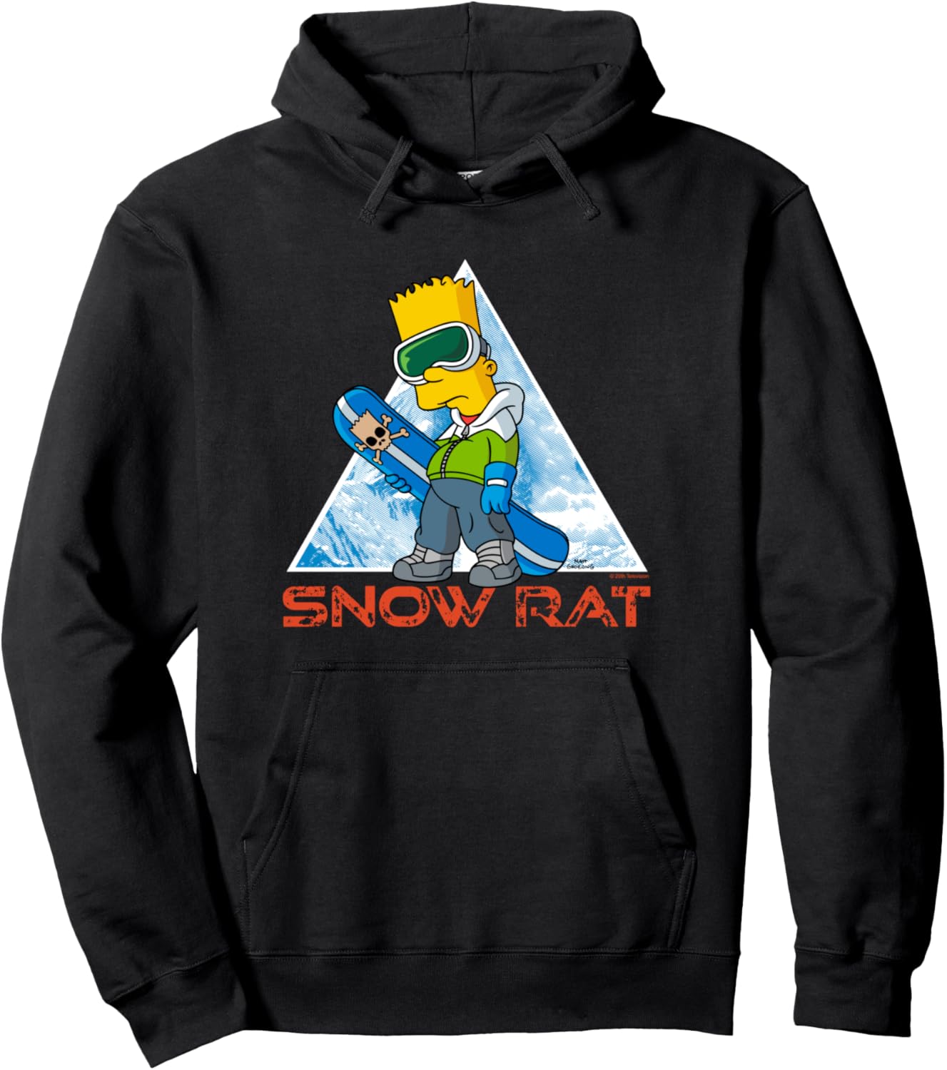 The Simpsons Bart Simpson Snowboarding Snow Rat Pullover Hoodie