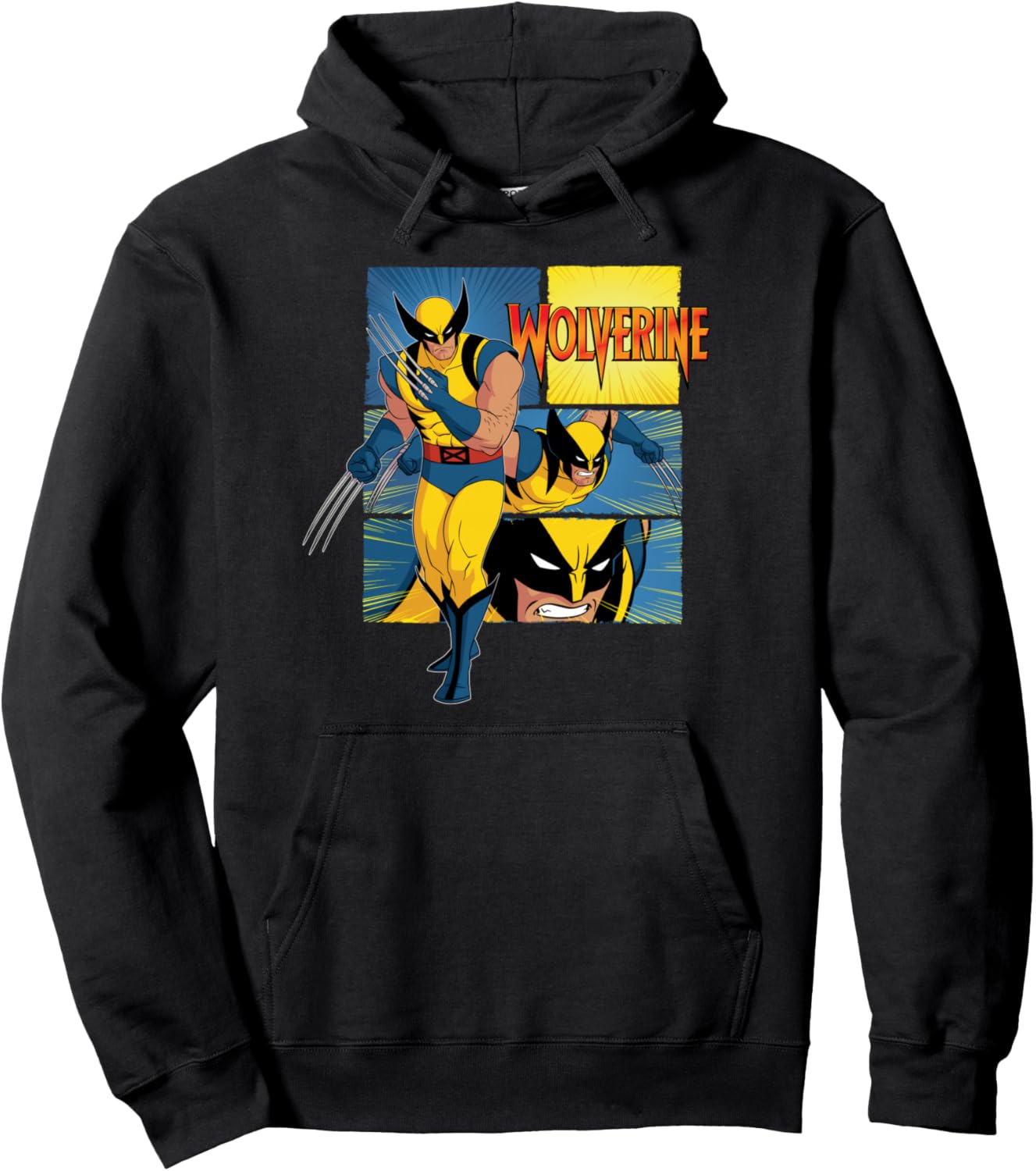 Marvel Studios X-Men \u201997 Wolverine Claws Logo Action Panels Pullover Hoodie