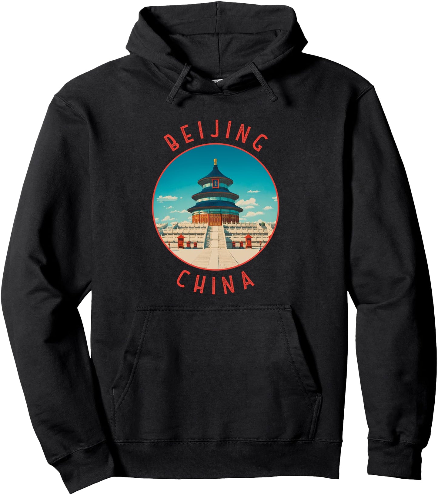 Beijing China Retro Distressed Circle Pullover Hoodie