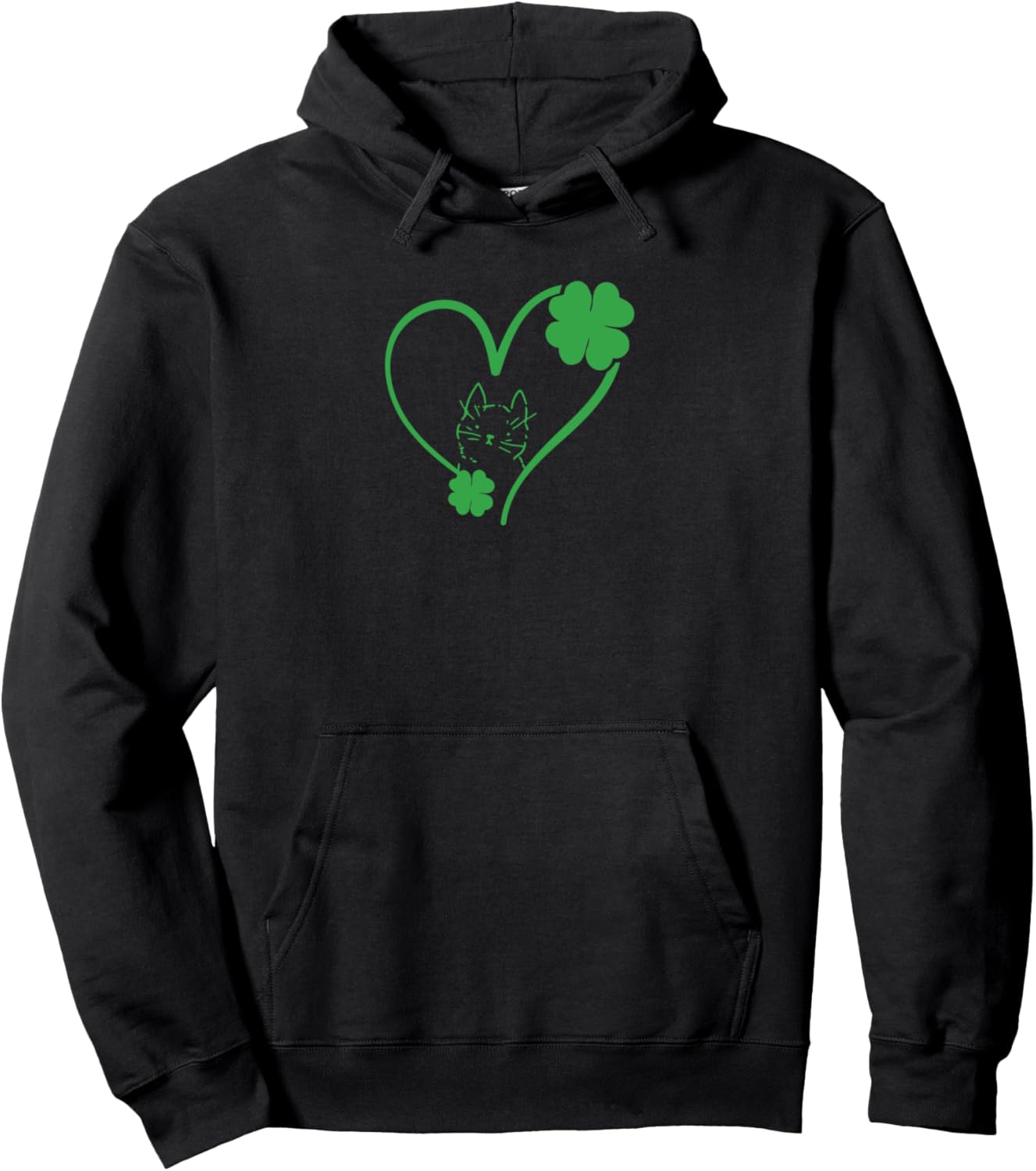 Cat Silhouette Shamrock St Patricks Day Kitten Lover Pet Pullover Hoodie