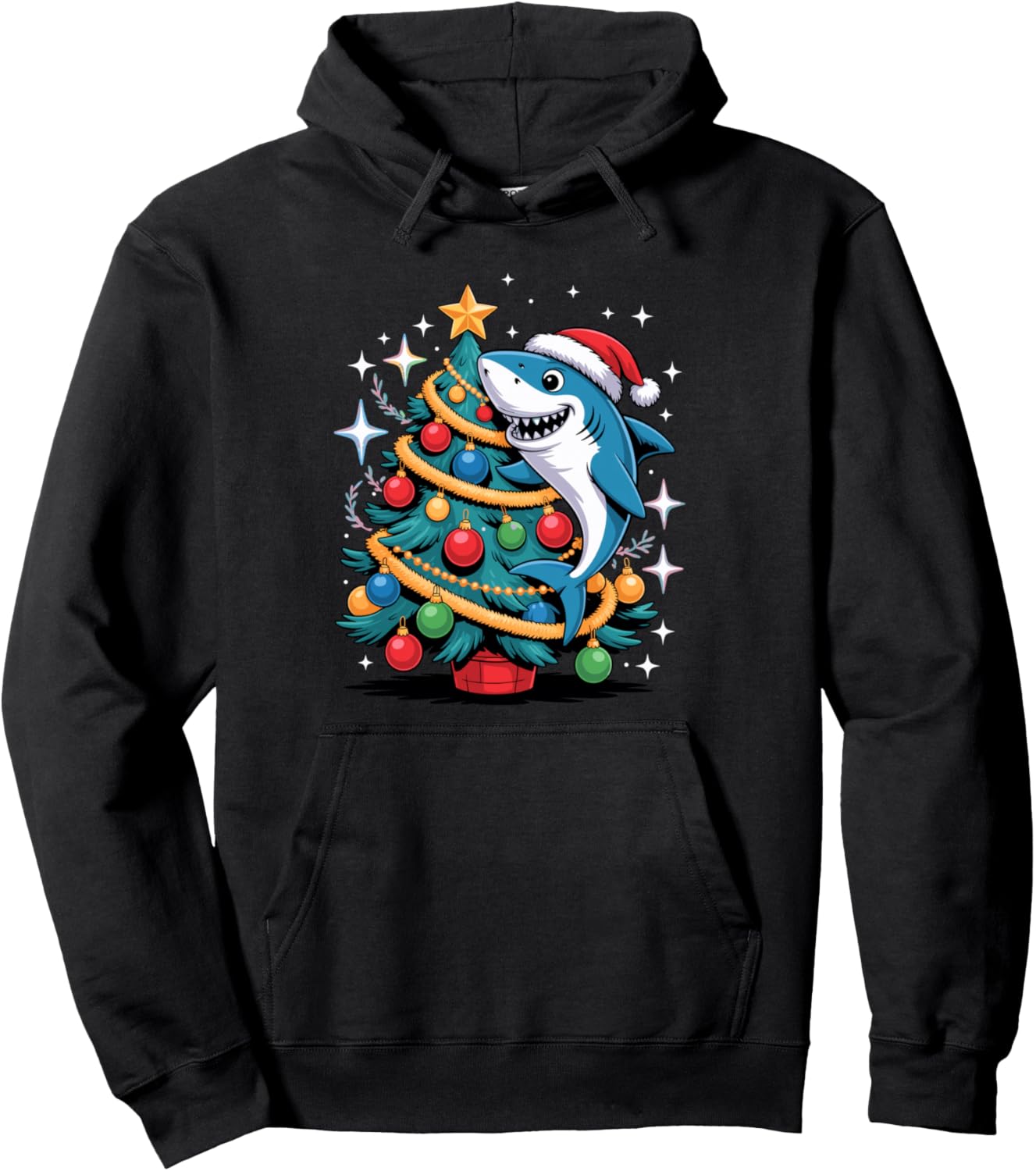 Christmas Tree Shark Santa Hat Sharks Pullover Hoodie