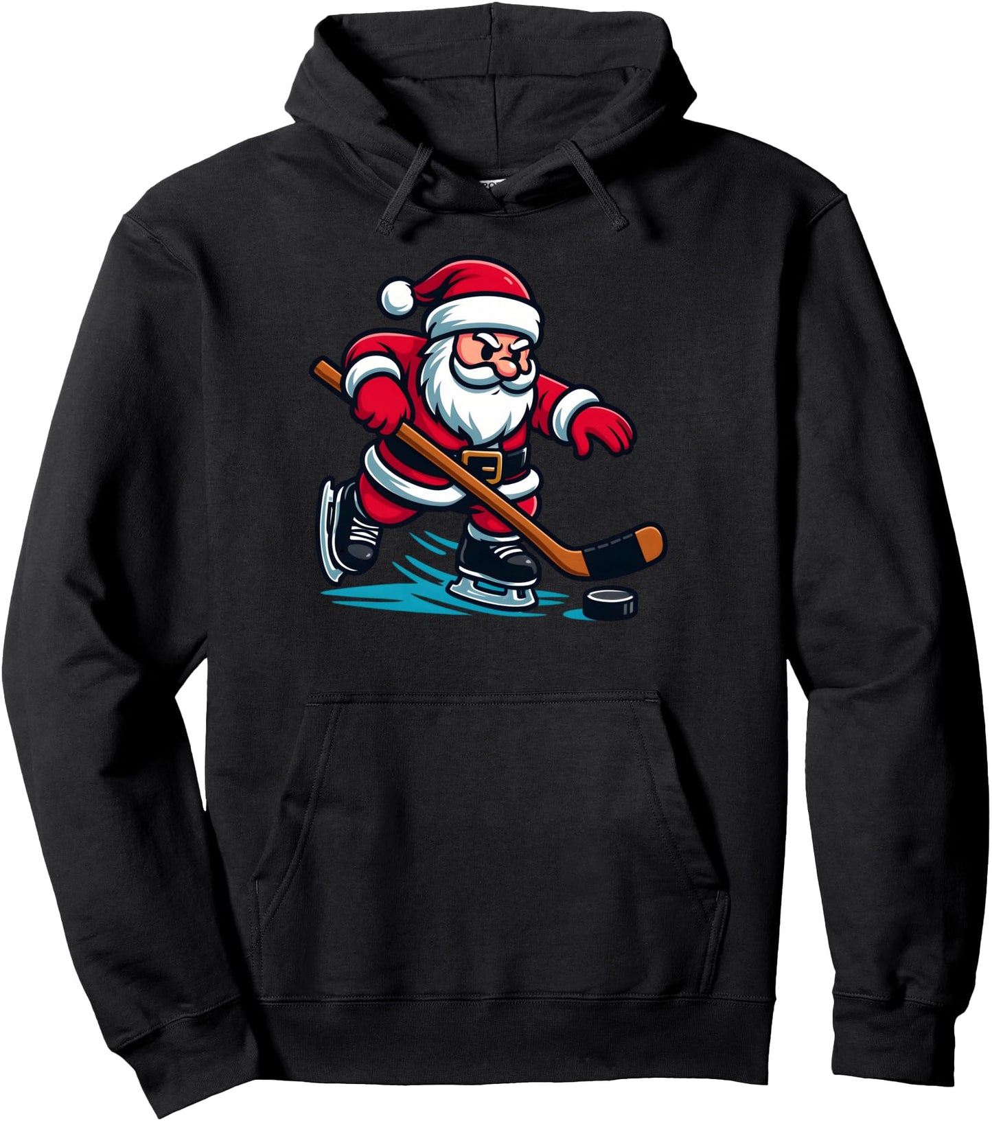 Santa Playing Ice Hockey Christmas Cute Xmas Men Boys Pullover Hoodie