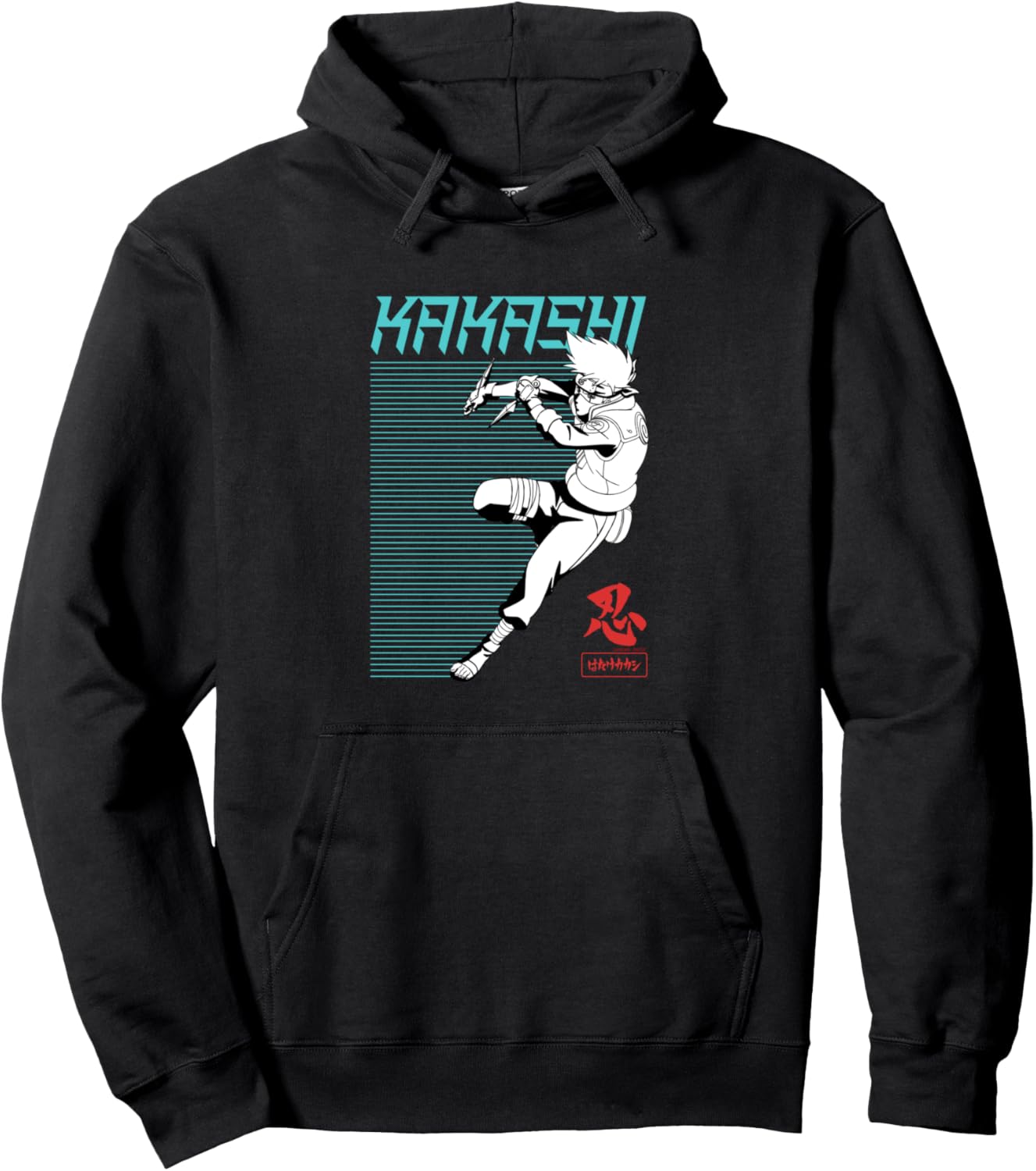 Naruto Shippuden Kakashi Outline Action Lines Anime Pullover Hoodie