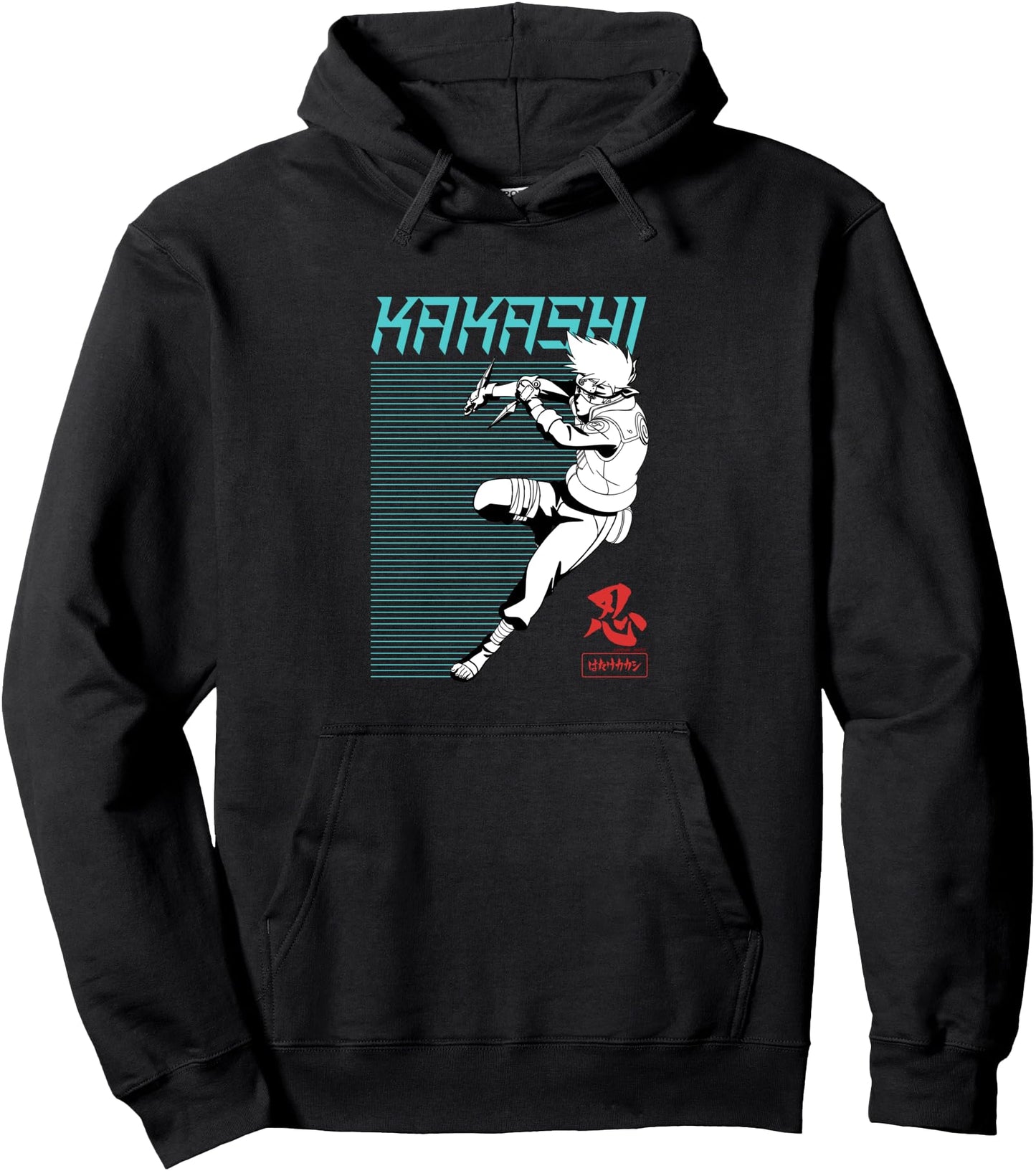 Naruto Shippuden Kakashi Outline Action Lines Anime Pullover Hoodie