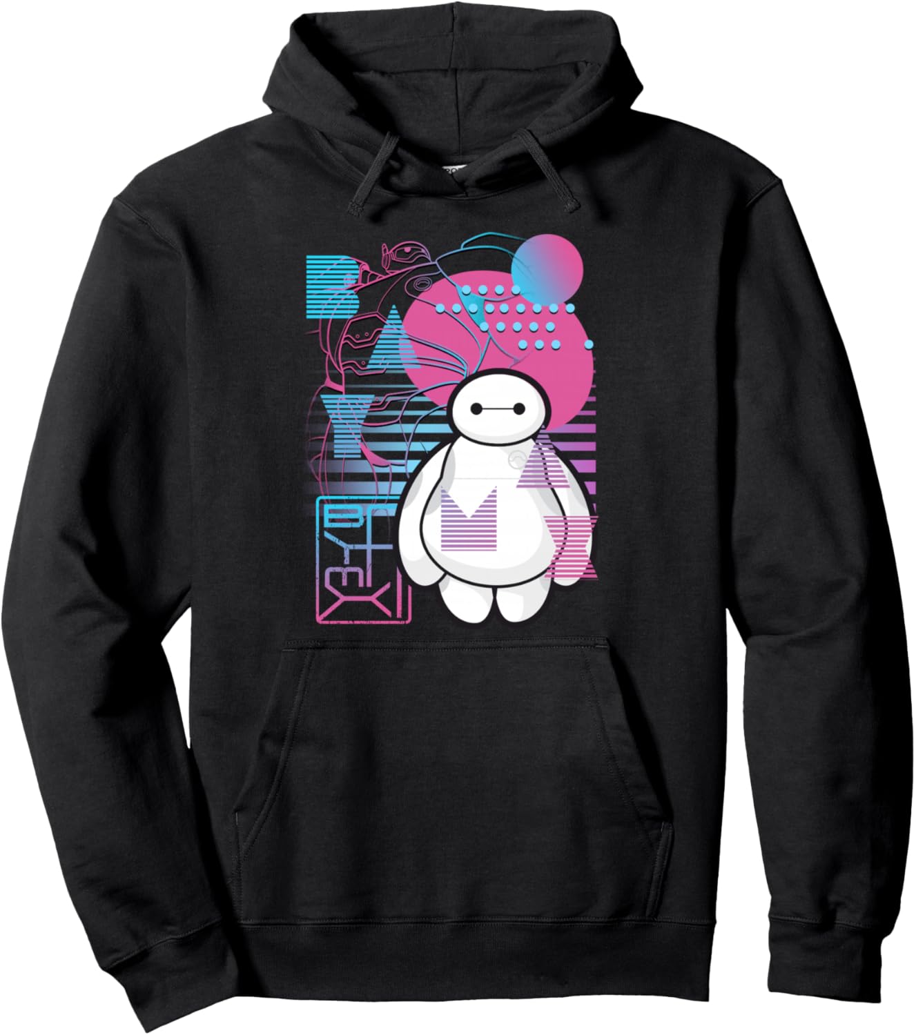 Disney Big Hero 6 Baymax Neon Blue Print Schematics Pullover Hoodie