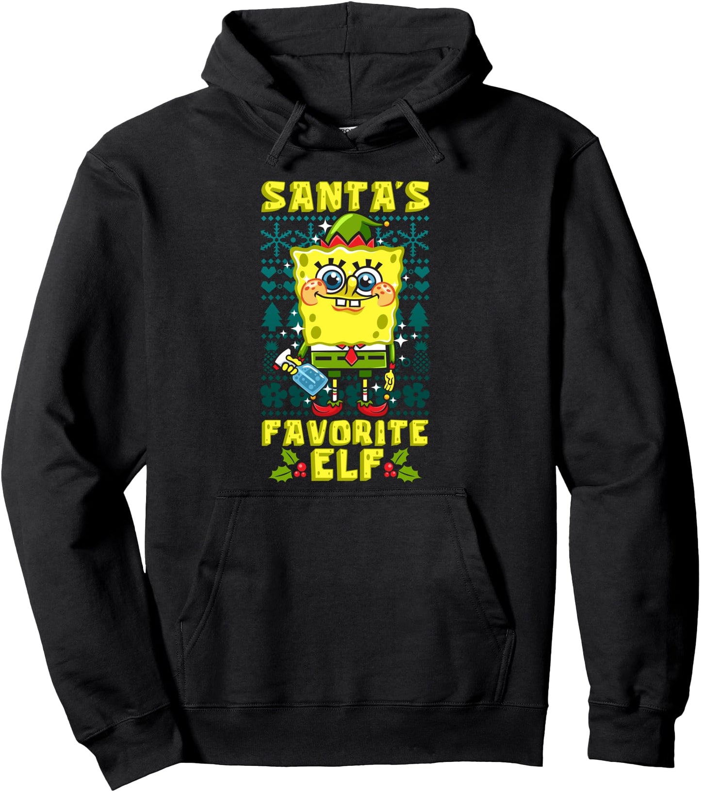 Mademark x SpongeBob SquarePants - SpongeBob Christmas Matching Santa's Favorite Elf Xmas Gift Pullover Hoodie