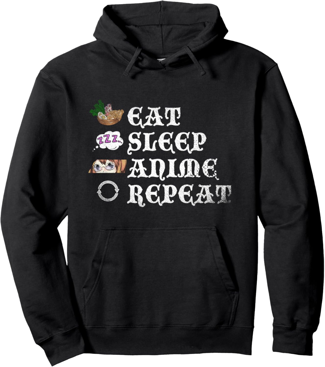 Japanese Kawaii Ramen Noodles Eat Sleep Anime Repeat Anime Pullover Hoodie