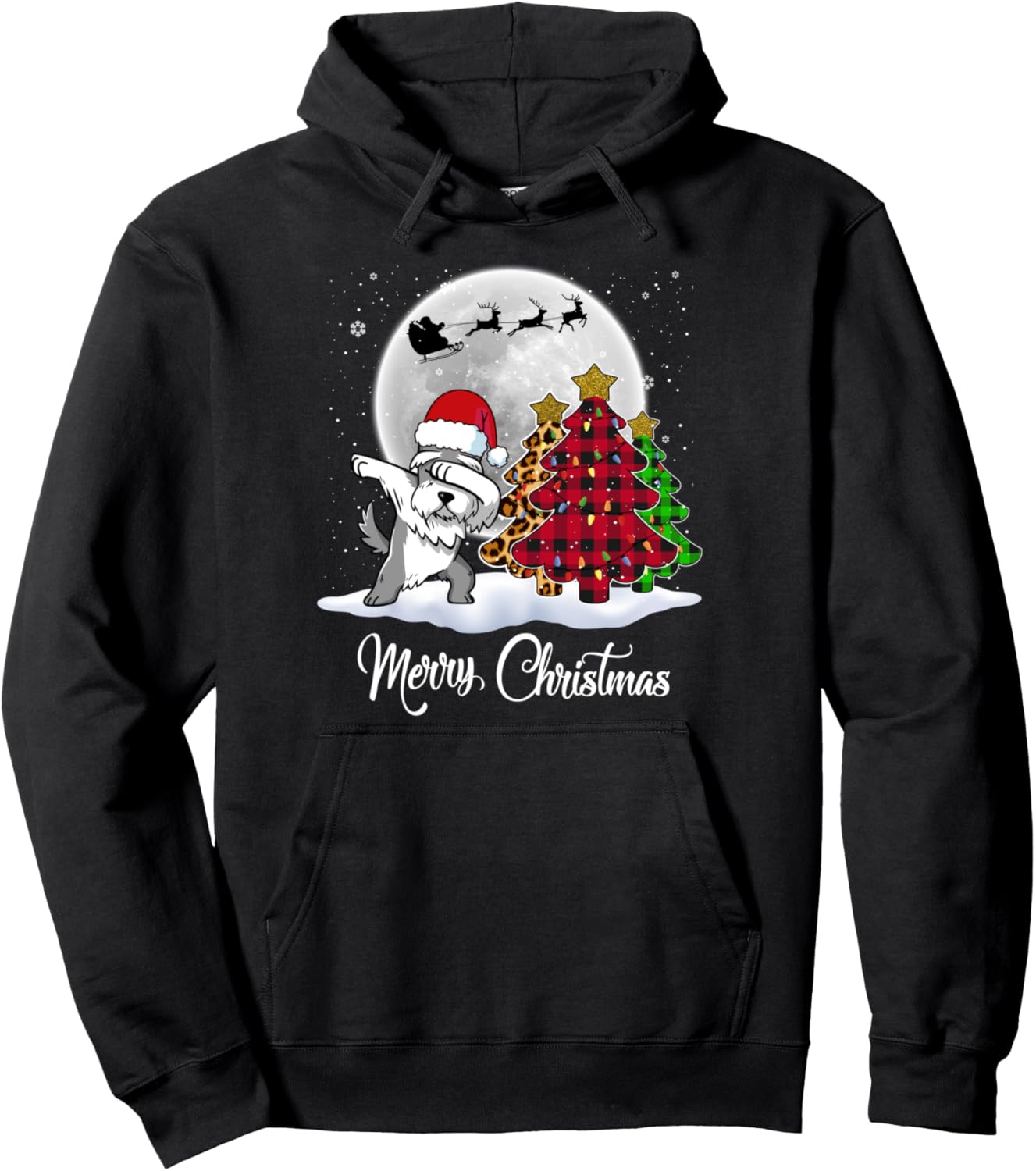 Dabbing Miniature Schnauzer Dog Santa Christmas Tree Xmas Pullover Hoodie
