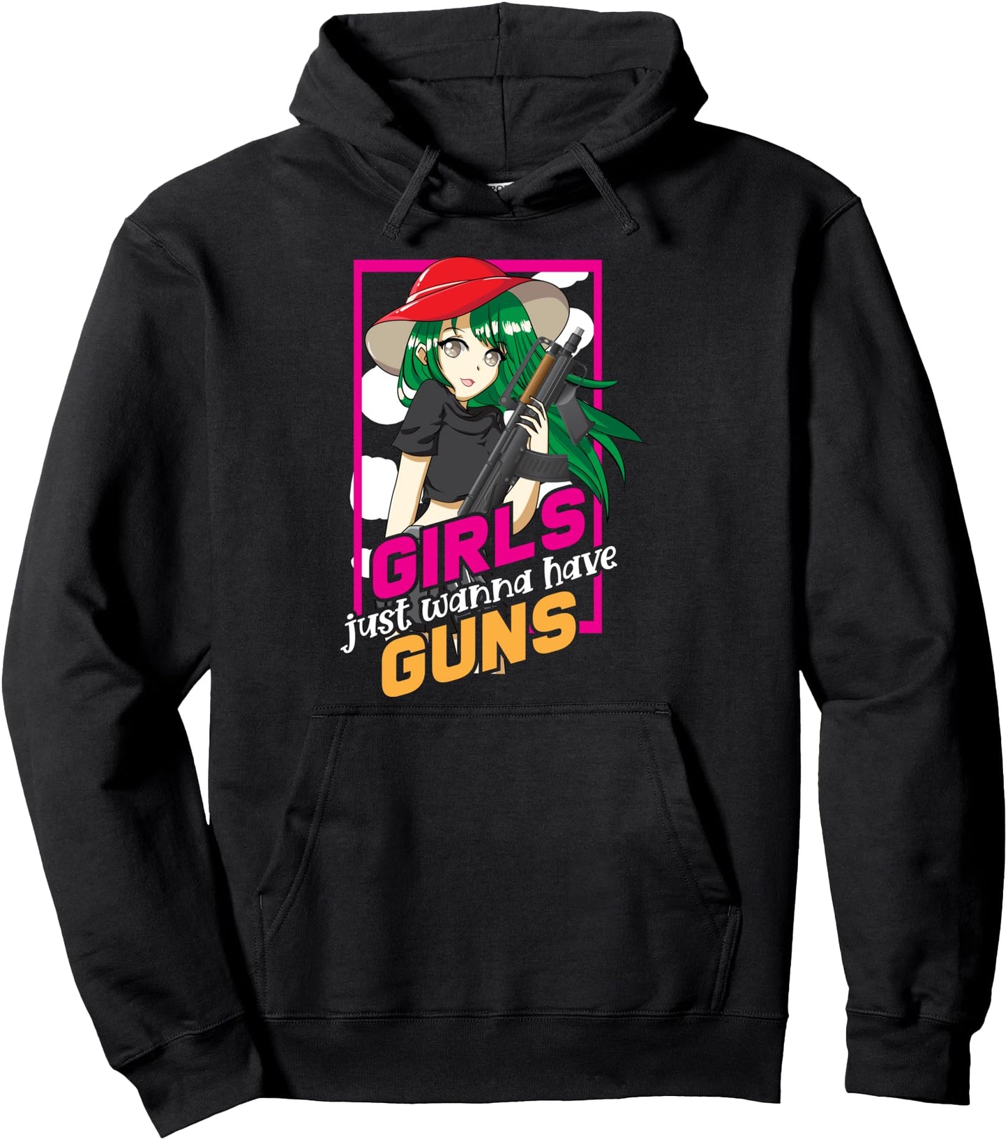 Retro Just Wanna Have Guns Japanese Anime Girl Pullover Hoodie