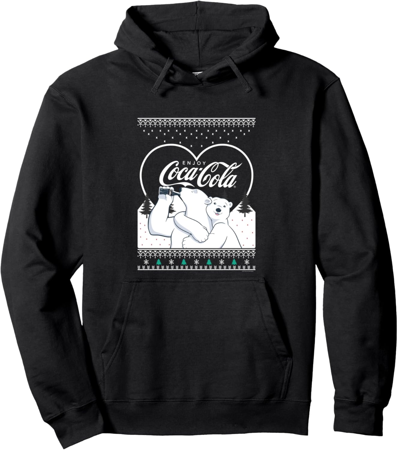 Coca-Cola Christmas Polar Bear Ugly Sweater Style Pullover Hoodie