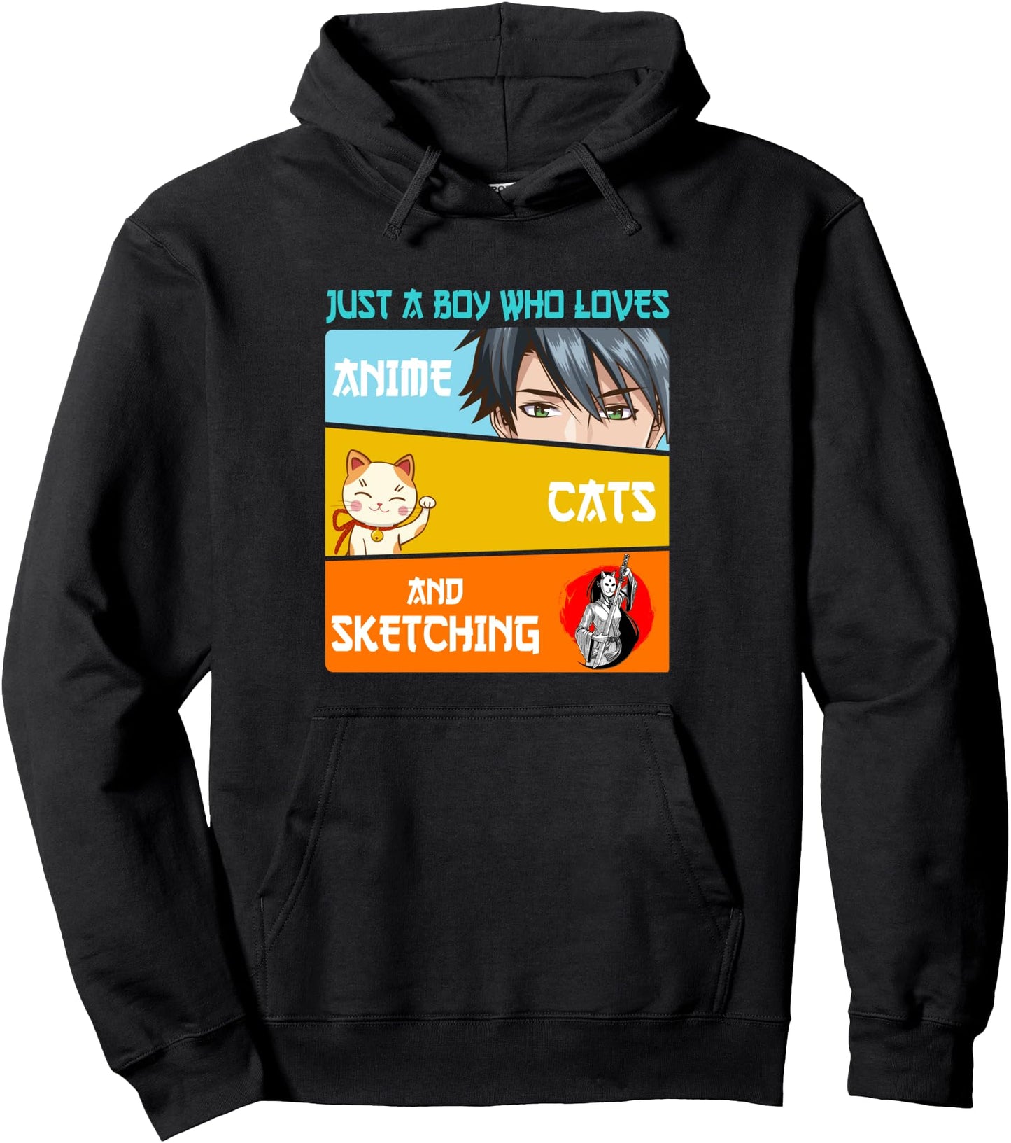 Just A Boy Who Loves Anime Cats And Sketching Kawaii Anime Pullover Hoodie