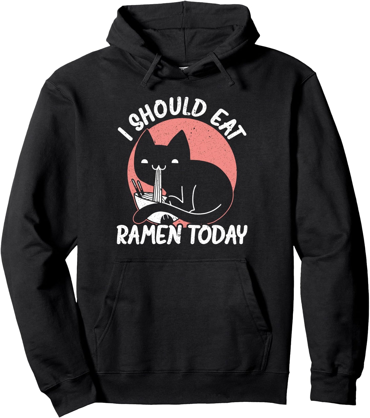 Cat Eating Ramen Noodles Japanese Food Pullover Hoodie