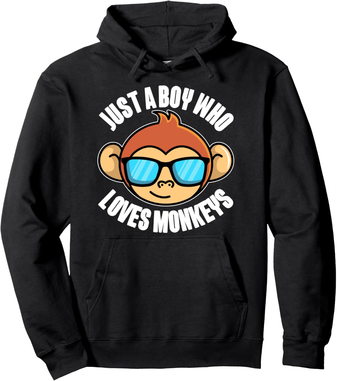 Just A Boy Who Loves Monkeys With Sunglasses For Kids Pullover Hoodie