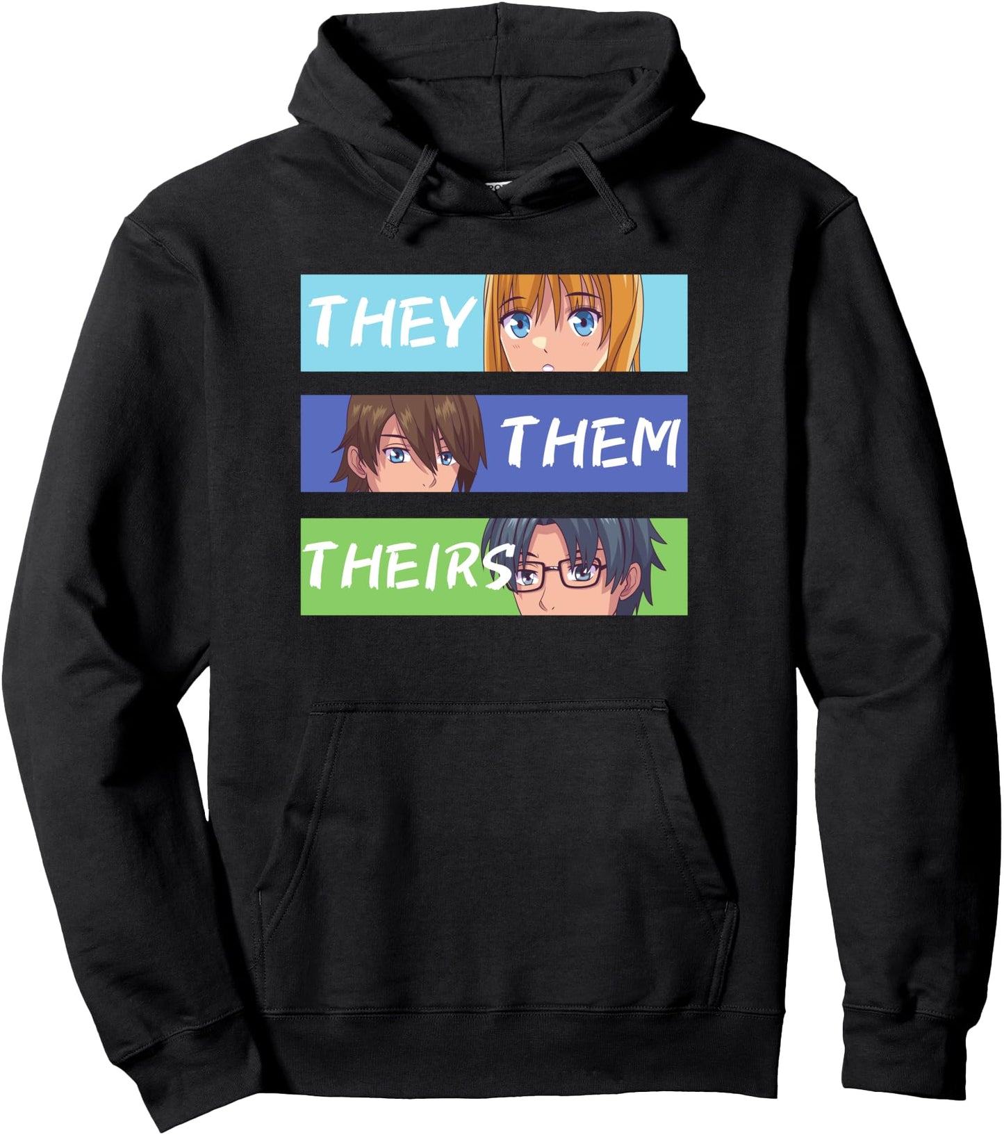 They Them Theirs Pronouns Anime Pullover Hoodie