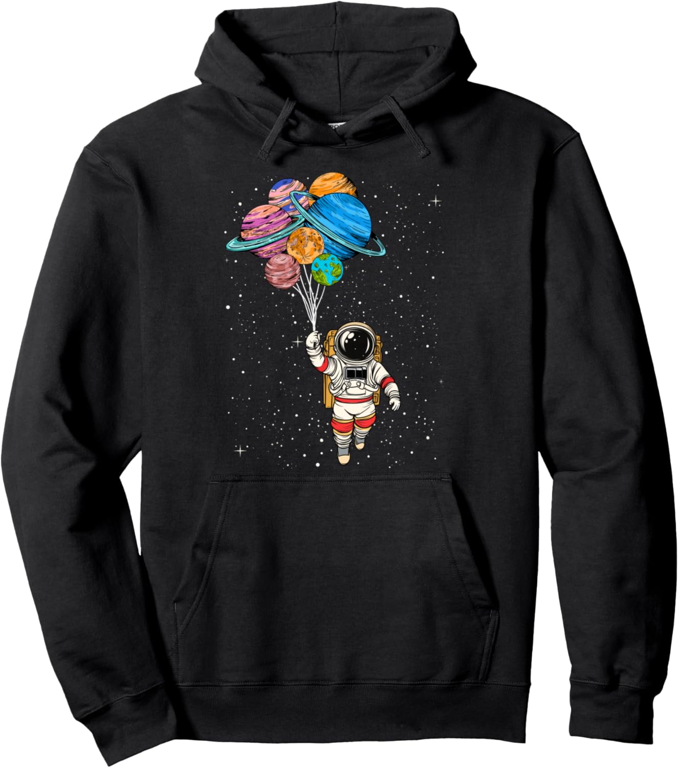 Galaxy Space Astronaut Holding Planet Balloons STEM Kids Pullover Hoodie