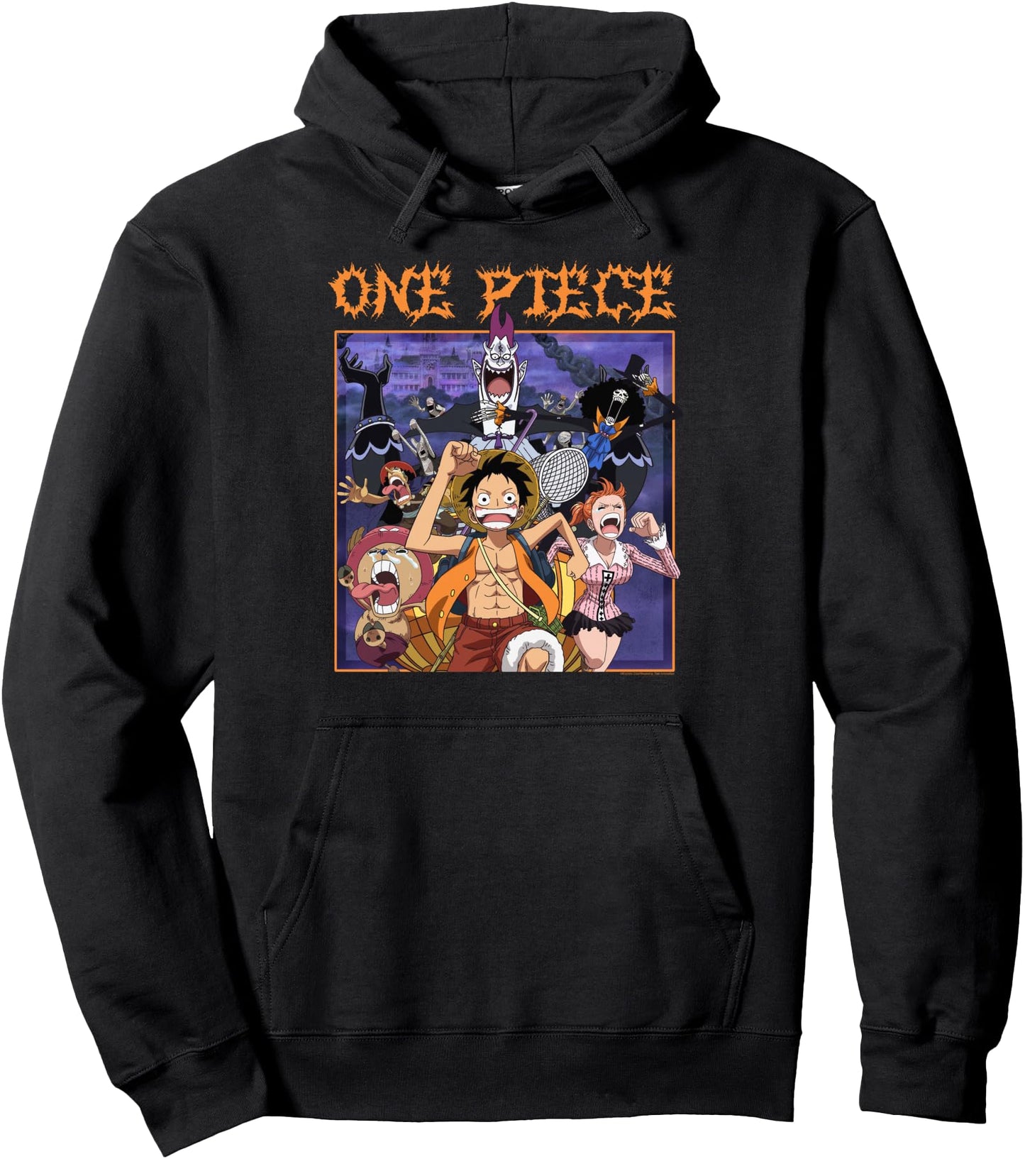 One Piece Anime Running Scared Heavy Metal Logo Pullover Hoodie